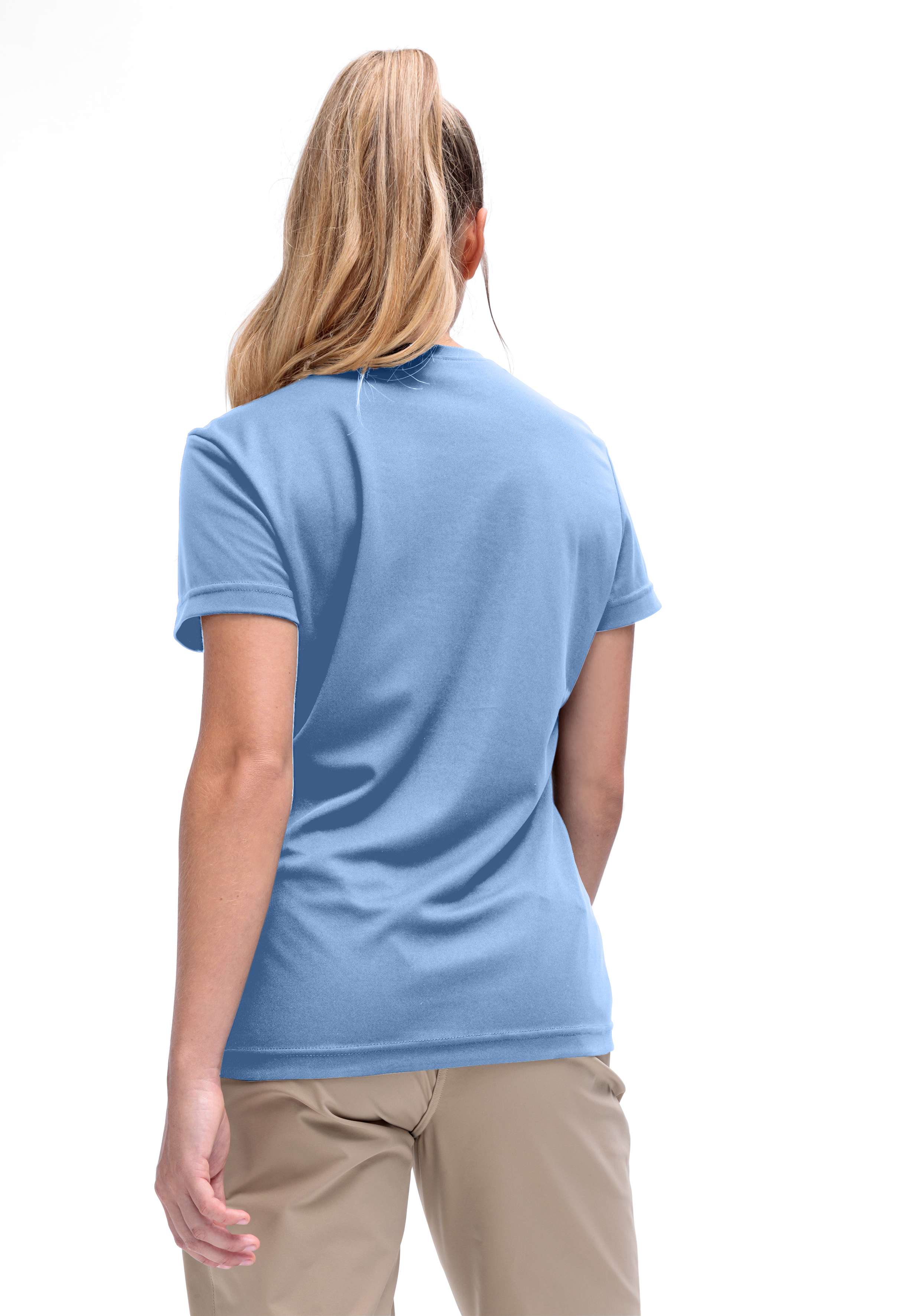 T-Shirt, Kurzarm, Uni-blue, Rückenansicht, Kleidungsstück