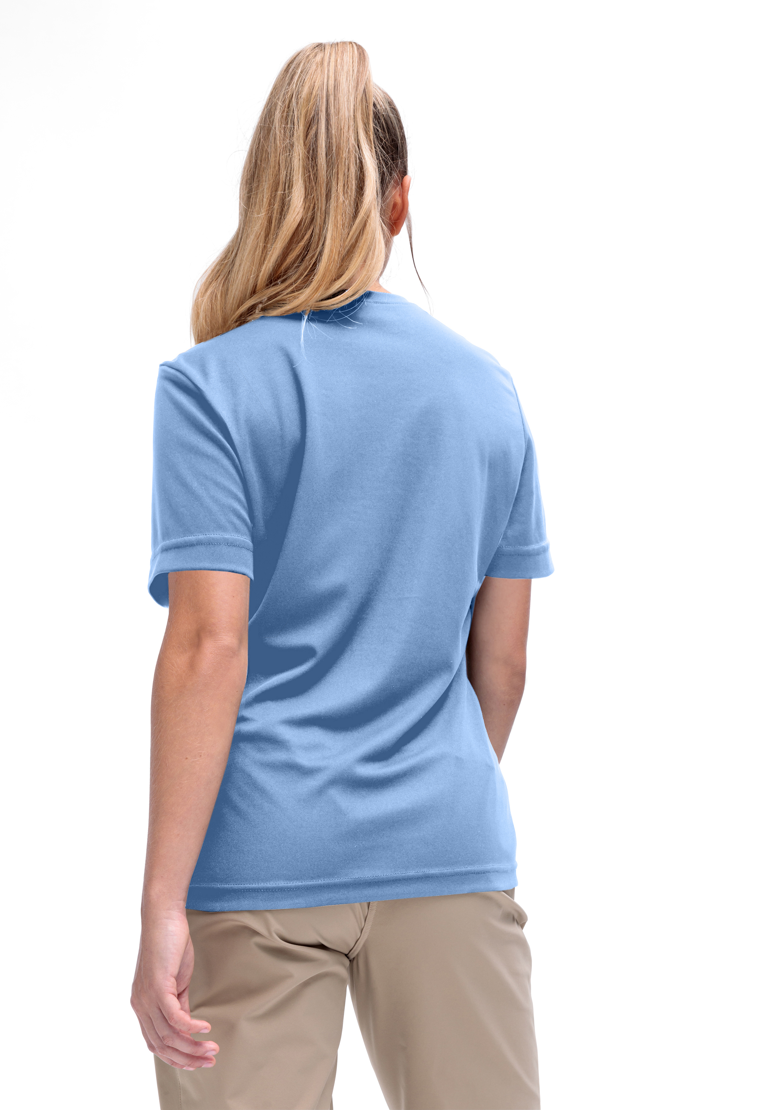 T-Shirt, Kurzarm, Uni-blue, Rückenansicht, Kleidungsstück, T-Shirt, Kurzarm, Blau, Rundhalsausschnitt, Baumwollmischung