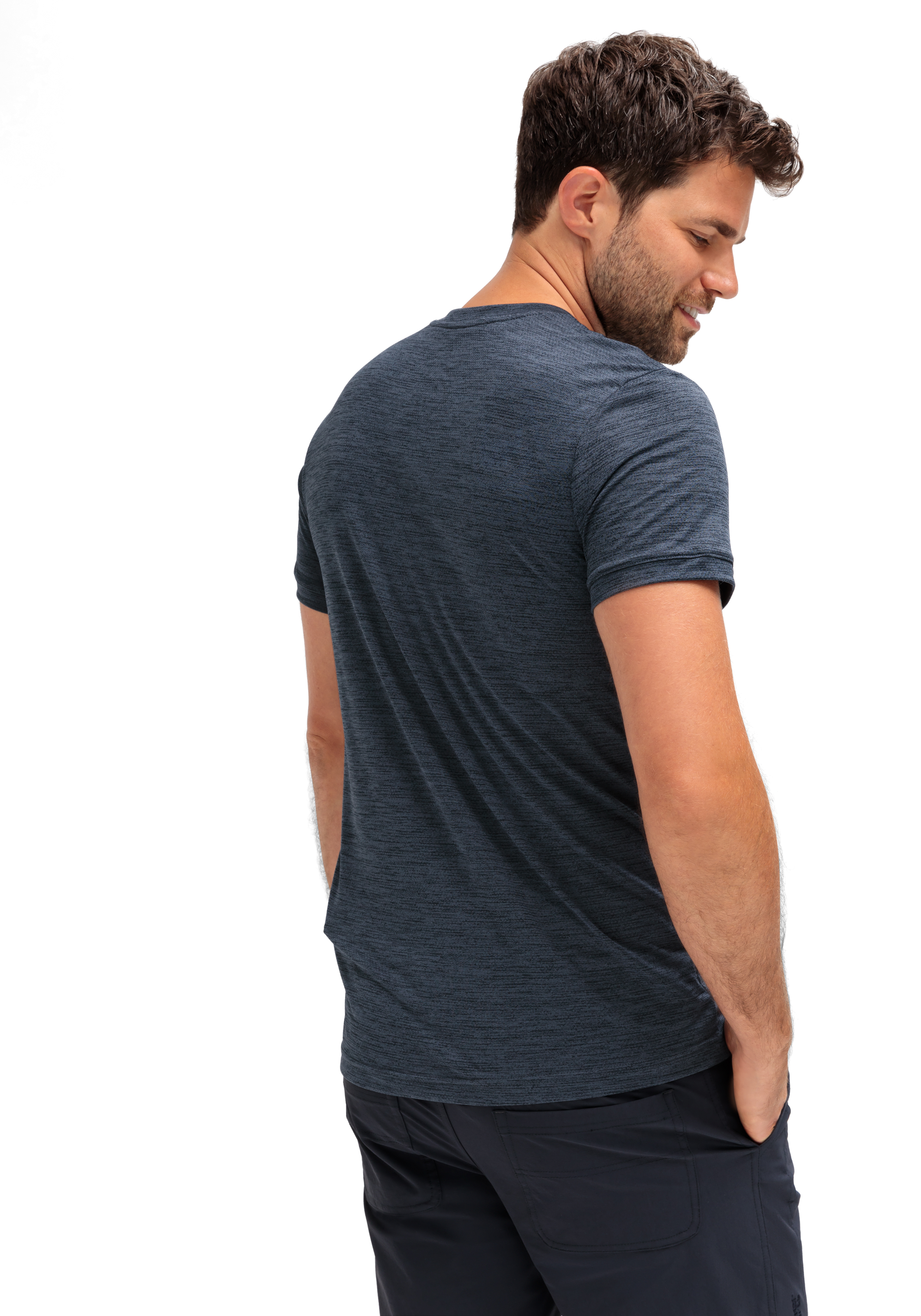 T‑Shirt, Kurzarm, Rundhalsausschnitt, Dunkelblau, Taillierte Passform