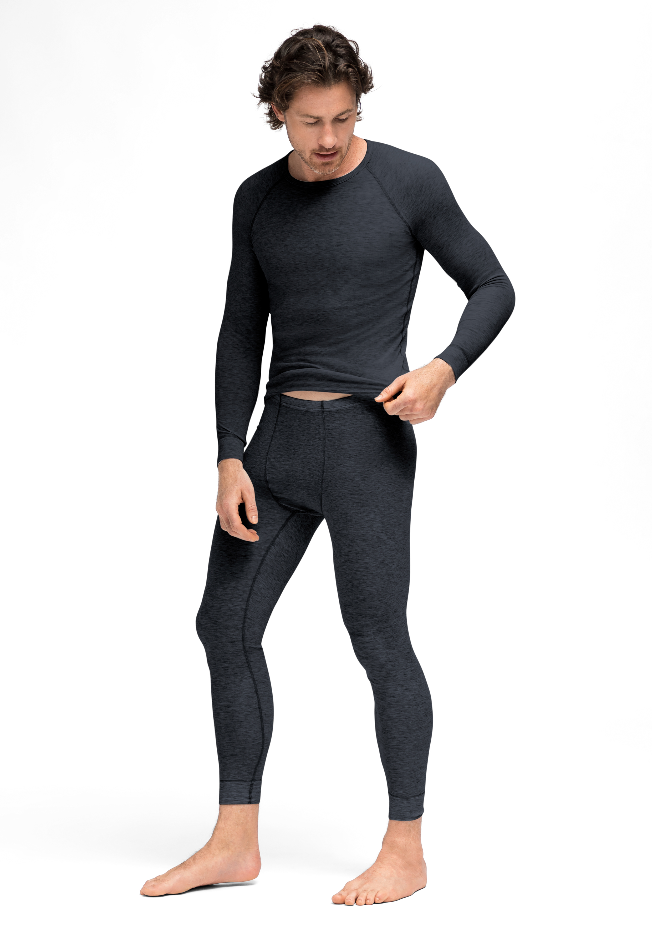 Adrian Langarm, Hosen, Strumpfhose, Elastan, Person, Langarm, Hosen, Person, Strumpfhose, Elastan, Unterwäsche, Langarmshirt, Hose, Graues Set, Thermounterwäsche, Langarmshirt, Thermooberteil, Performance-Gestrick, Dunkelgrau, Kompressionspassform