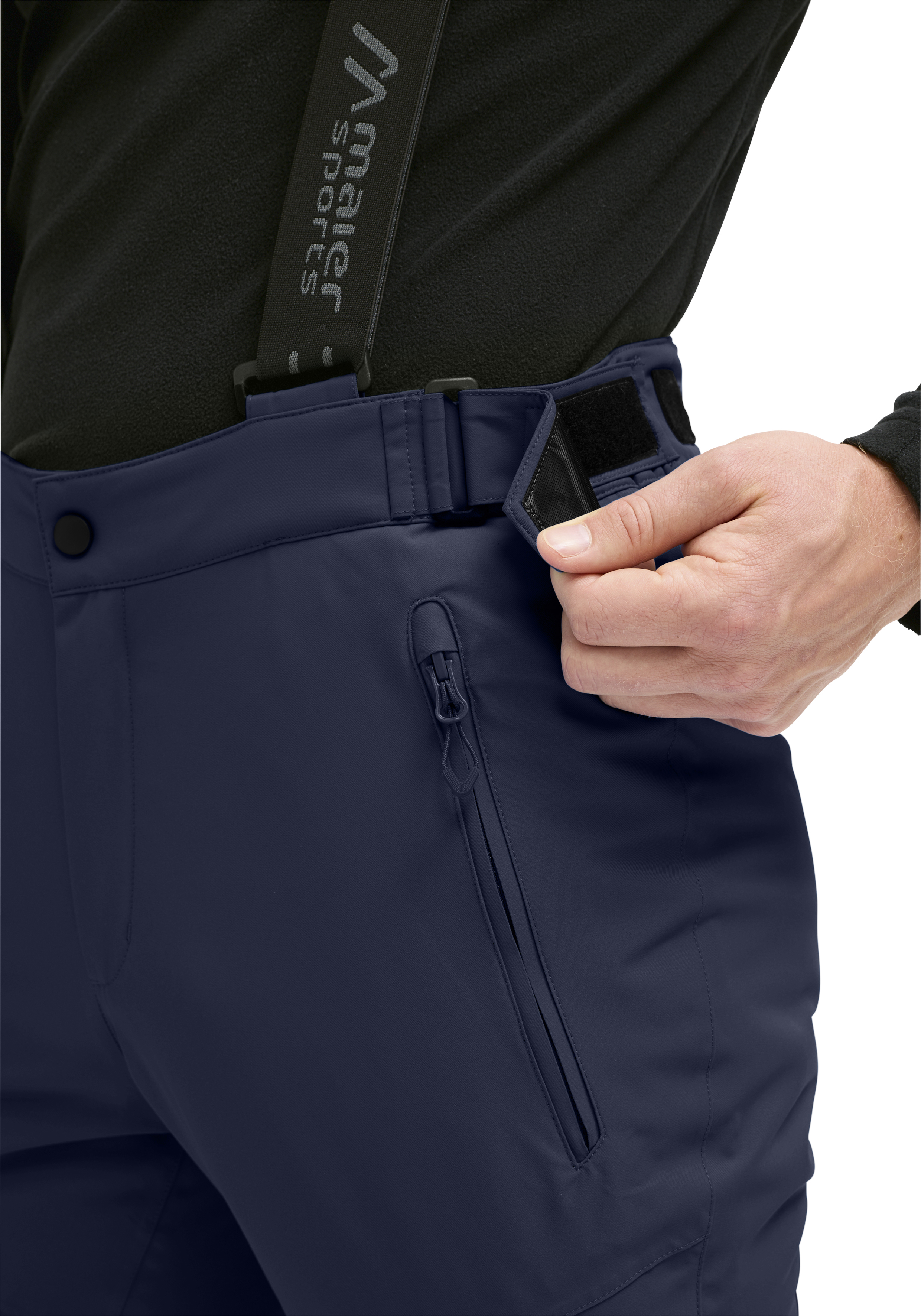 Snow pants, Softshell, Zipper pocket, Adjustable belt, Navy blue