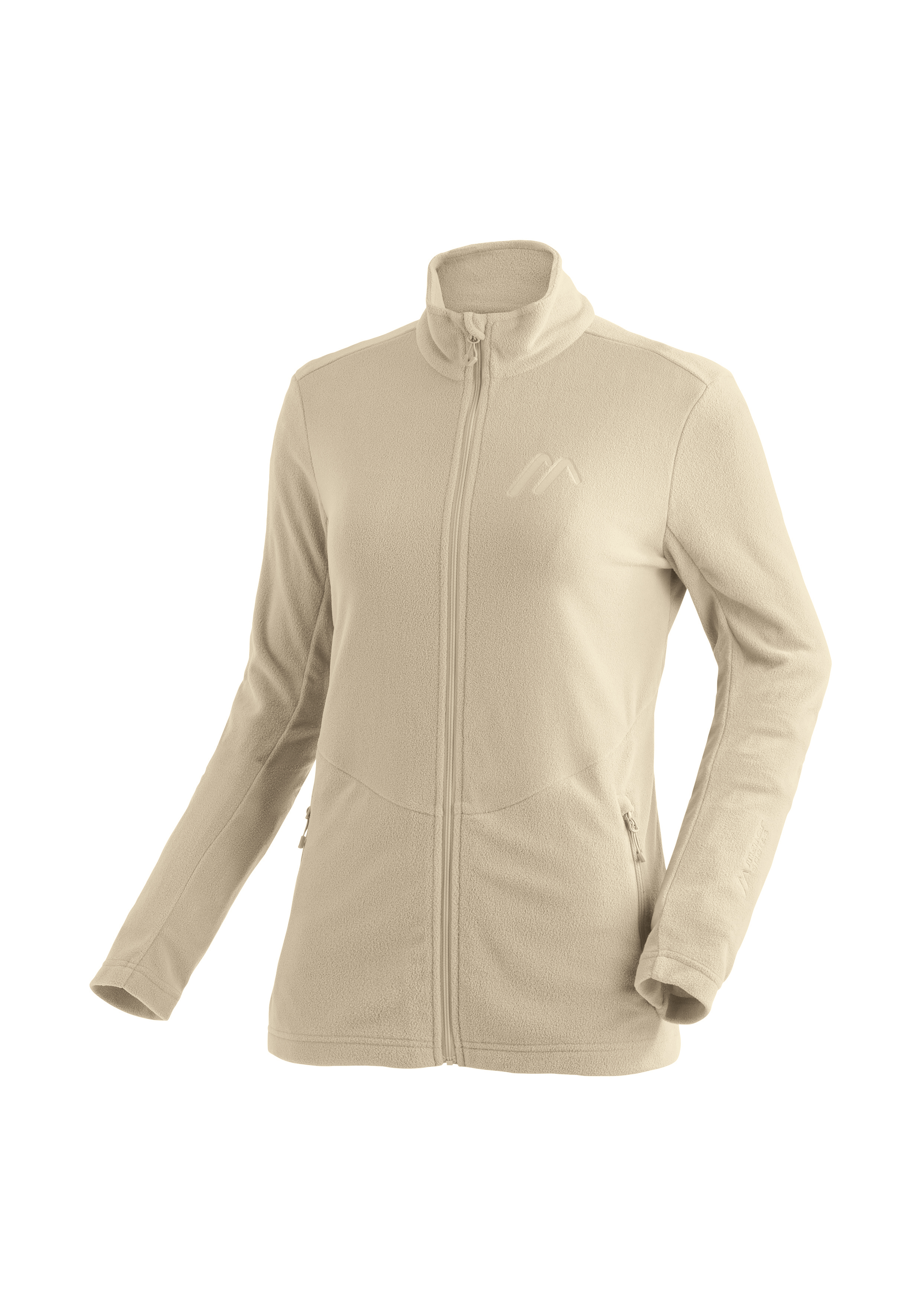 Mantel, Jacke, Fleece, Langer Ärmel, Kapuzenpulli, Fleecejacke, Beige, Reißverschluss, Kragen, Taschen