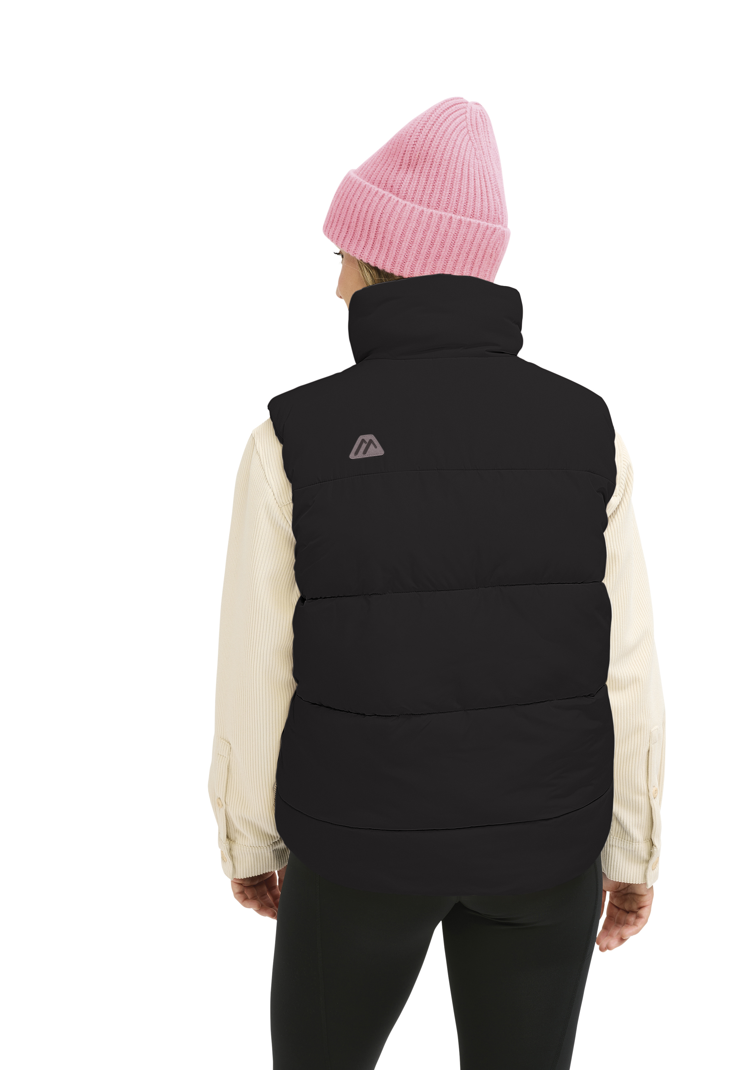 Puffer, Gilet, Schwarz, Weste, Stehkragen