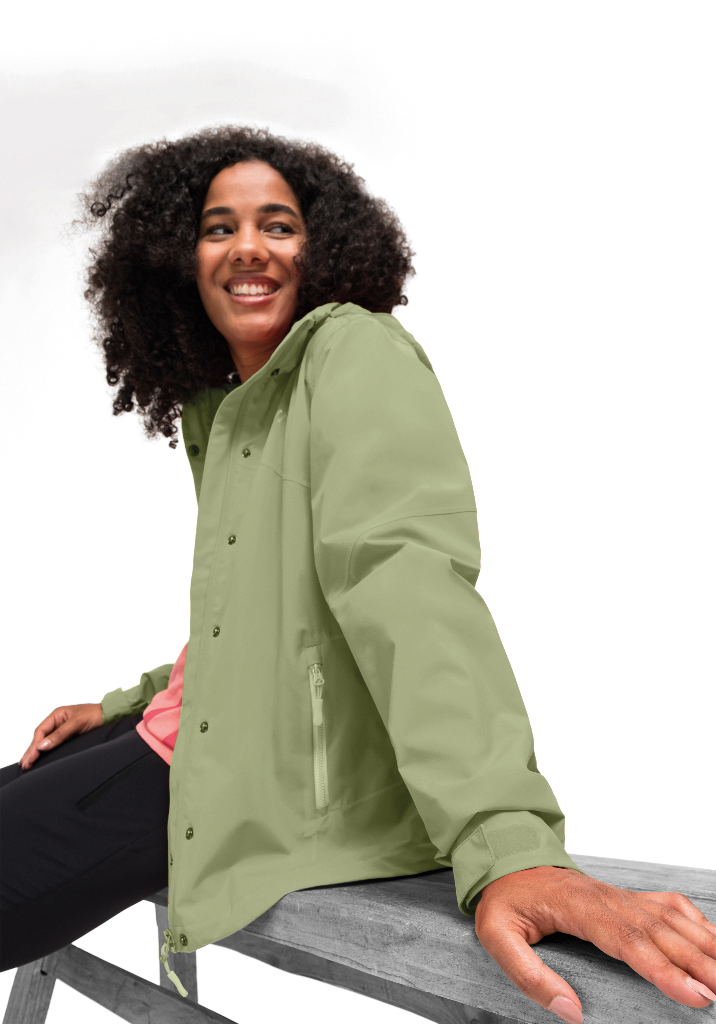 Jacket, Rain jacket, Long sleeves, Side pocket, Pastel green