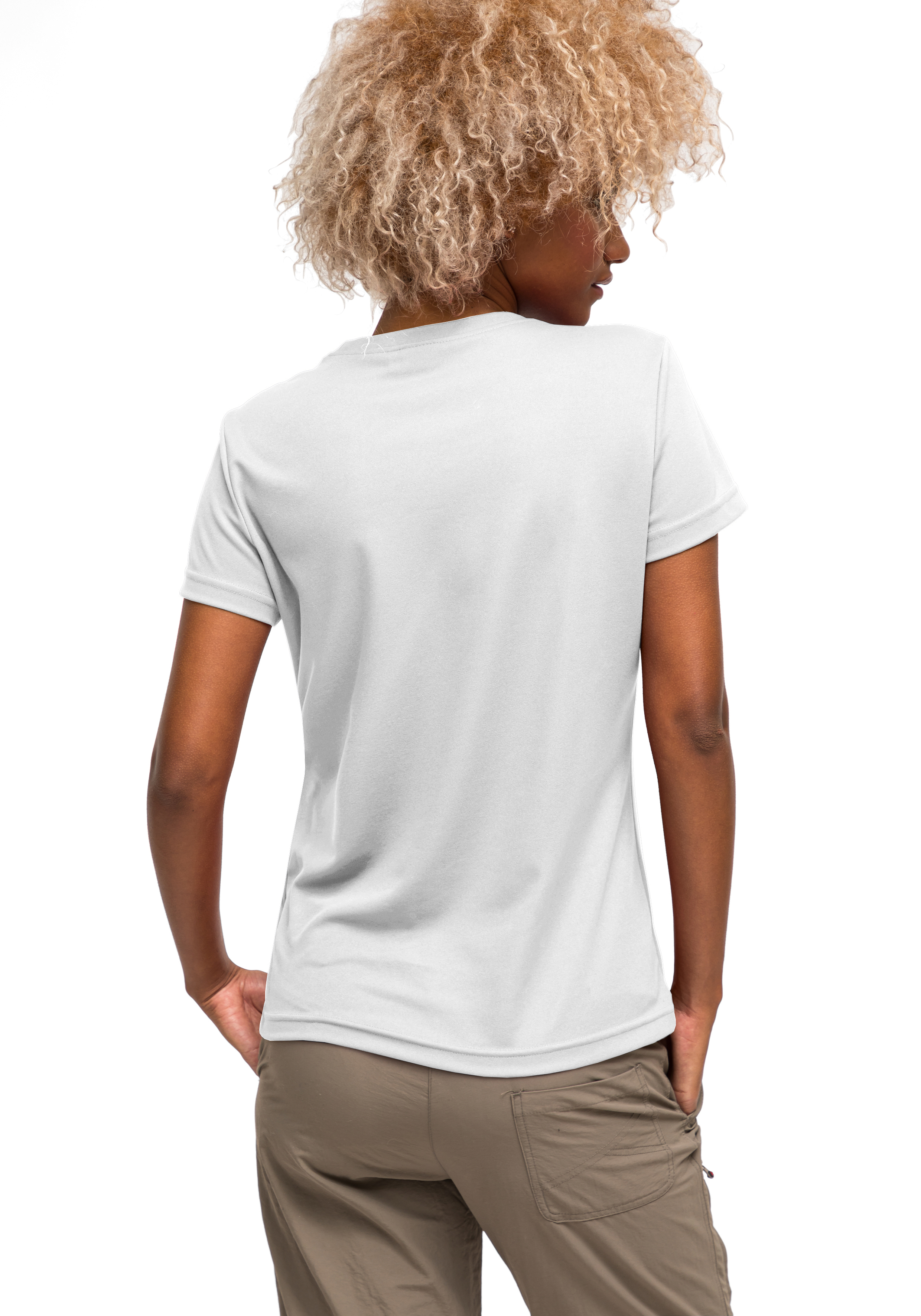 T-Shirt, Kurzarm, weiße Farbe, Rückenansicht, Casual, T-Shirt, Kurze Ärmel, Weiß, Baumwollmix, Rückansicht