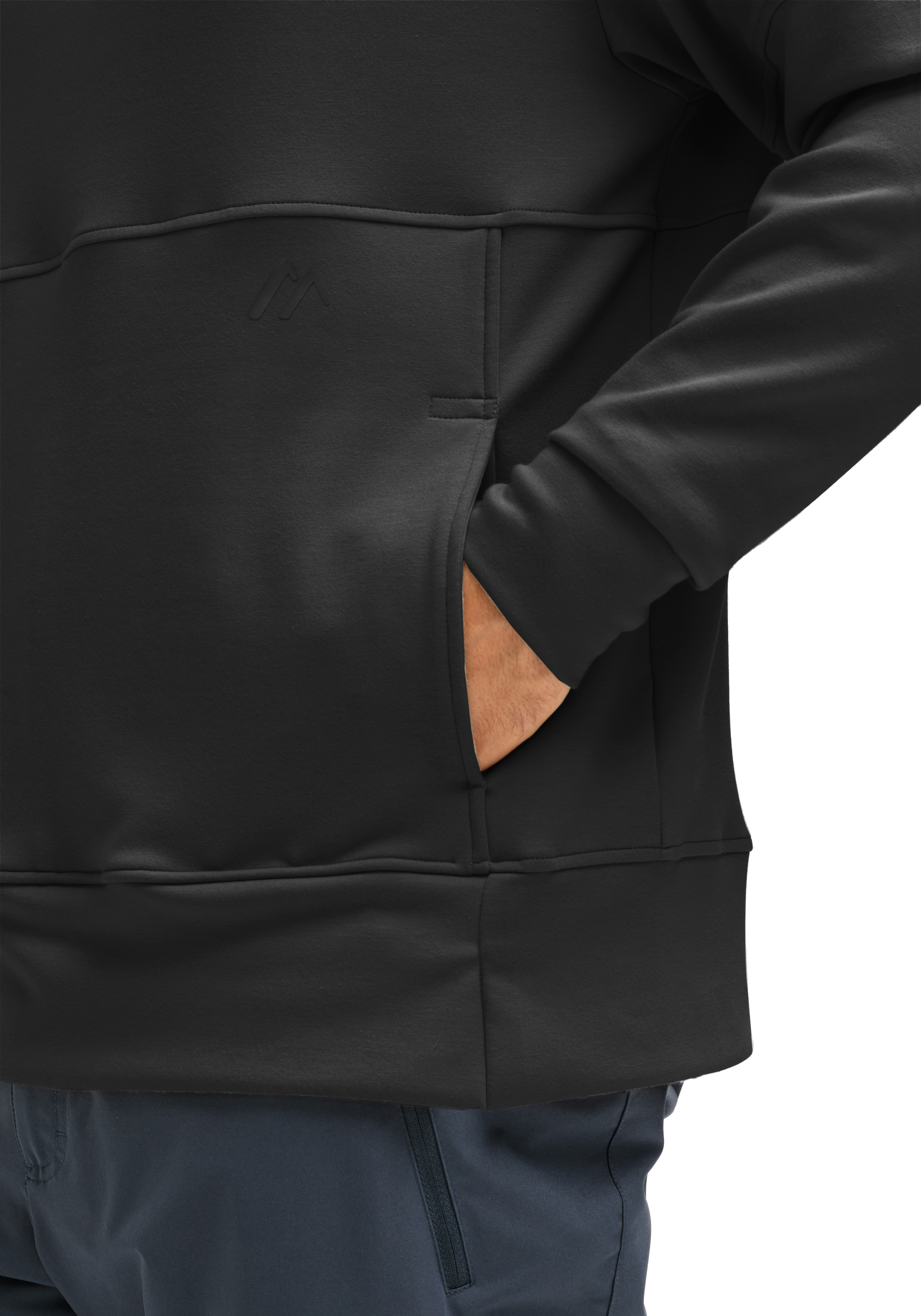 hoodie, Tasche, schwarz, Langarm, Fleece