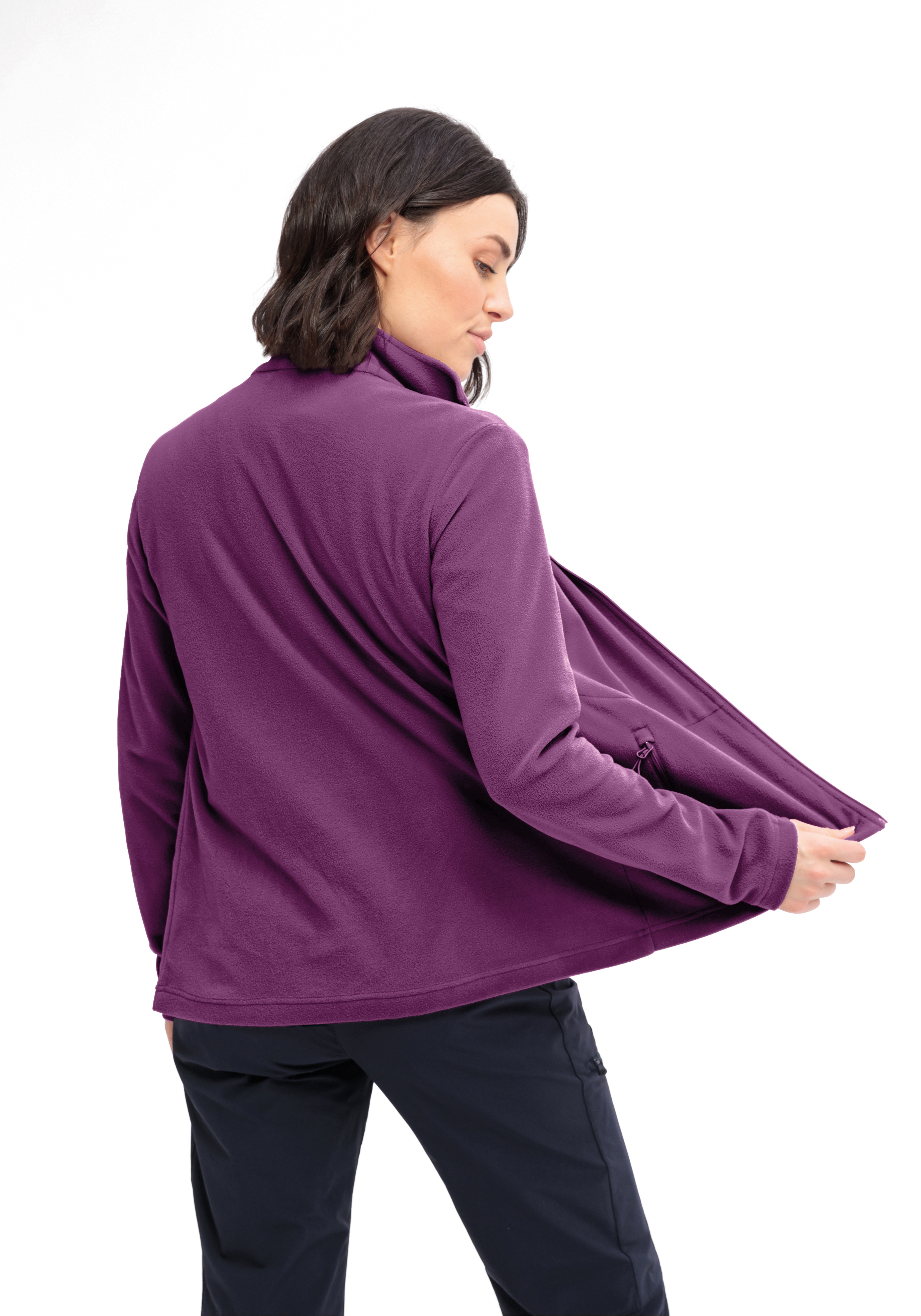 Denise Jacket W fleecejacke, lila fleece, hoher kragen, langarm, damen
