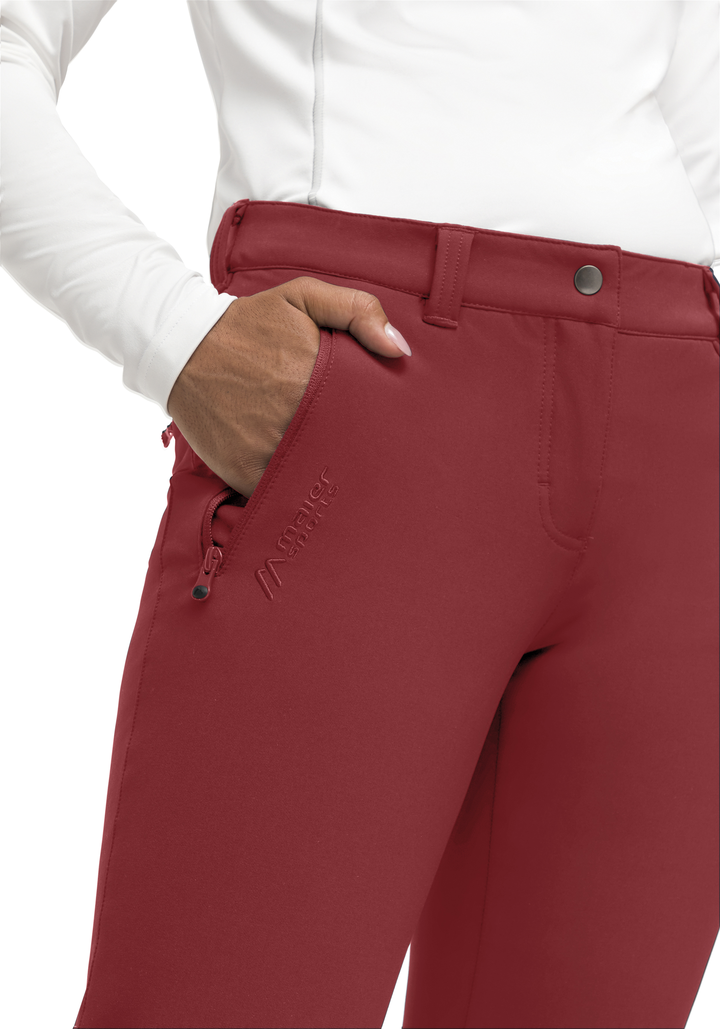 hose, twill?, rot, reissverschluss, tasche