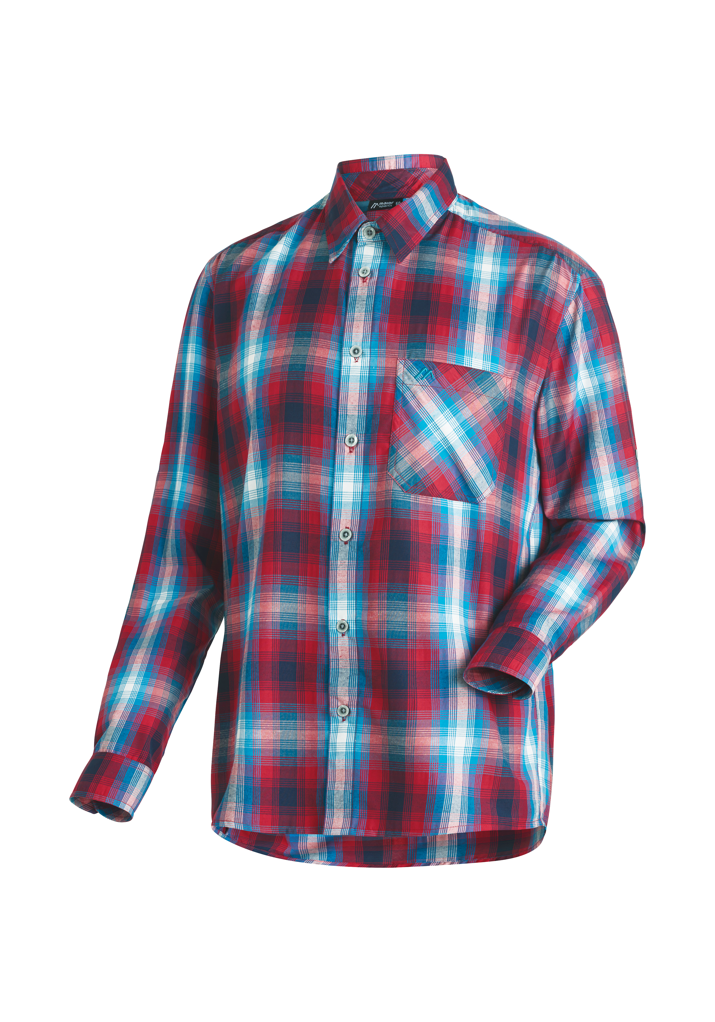 Claas kariertes Hemd, Knopfleiste, Langarm, Brusttasche, mehrfarbig