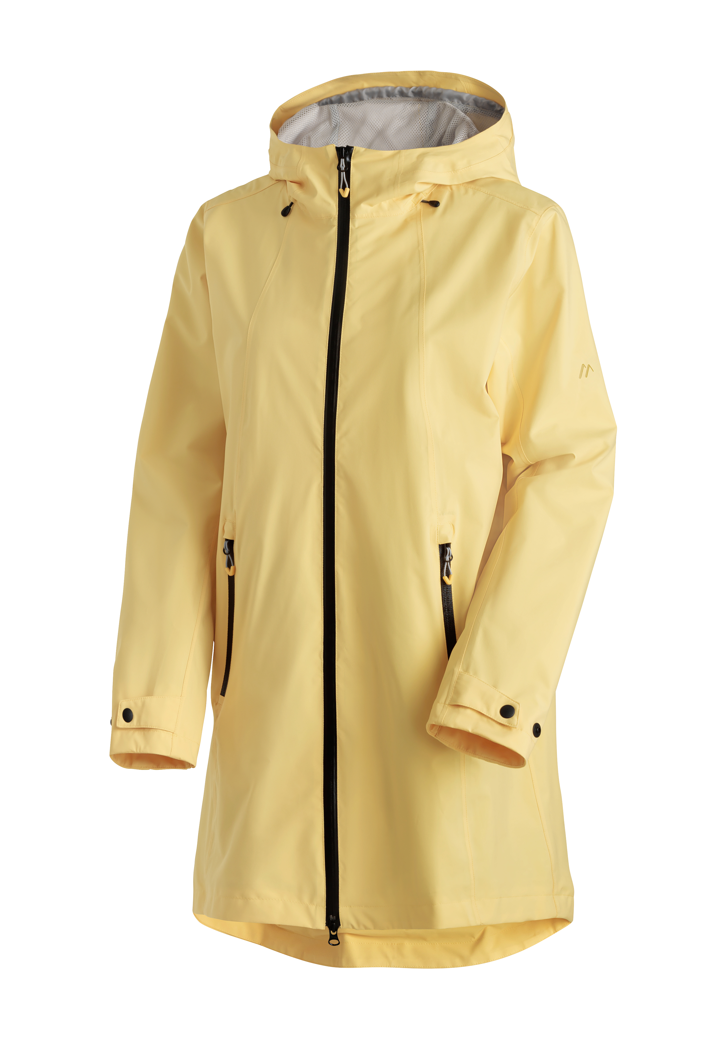Regenjacke, Hardshell, gelb, Kapuze, Reißverschluss