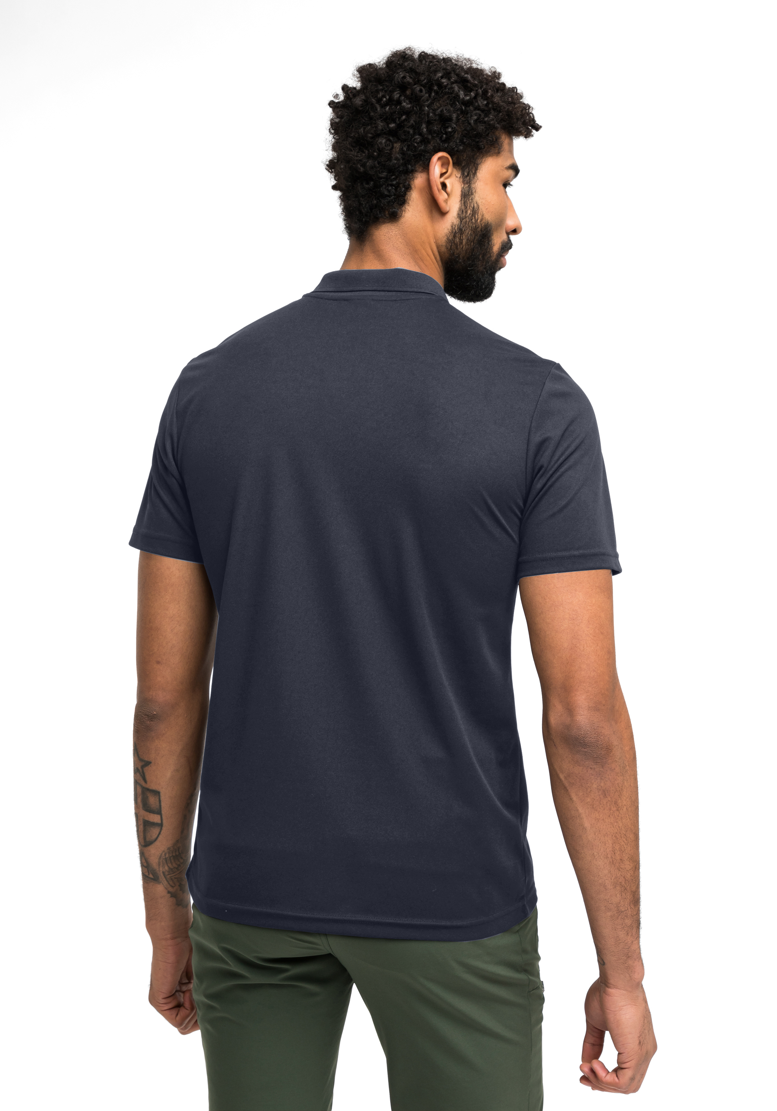 Polohemd, Kurzarm, Dunkelblau, uni, Baumwolle, Polo shirt, Short sleeve, Navy blue, Cotton, Back view