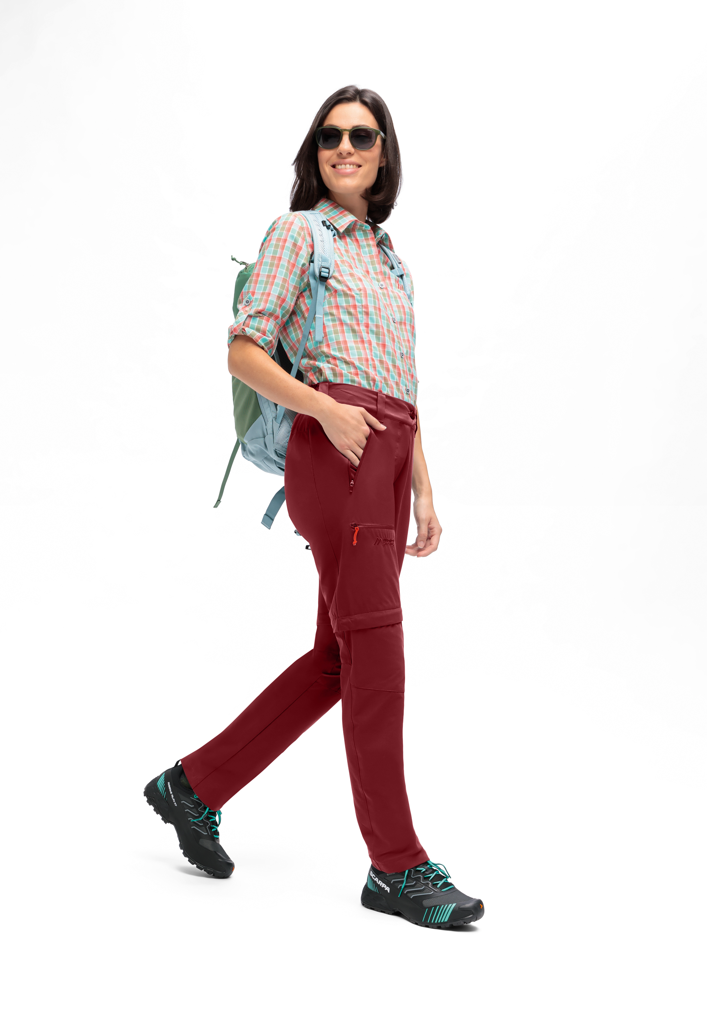 Hemd, Plaid, Rucksack, Hose, Sneaker