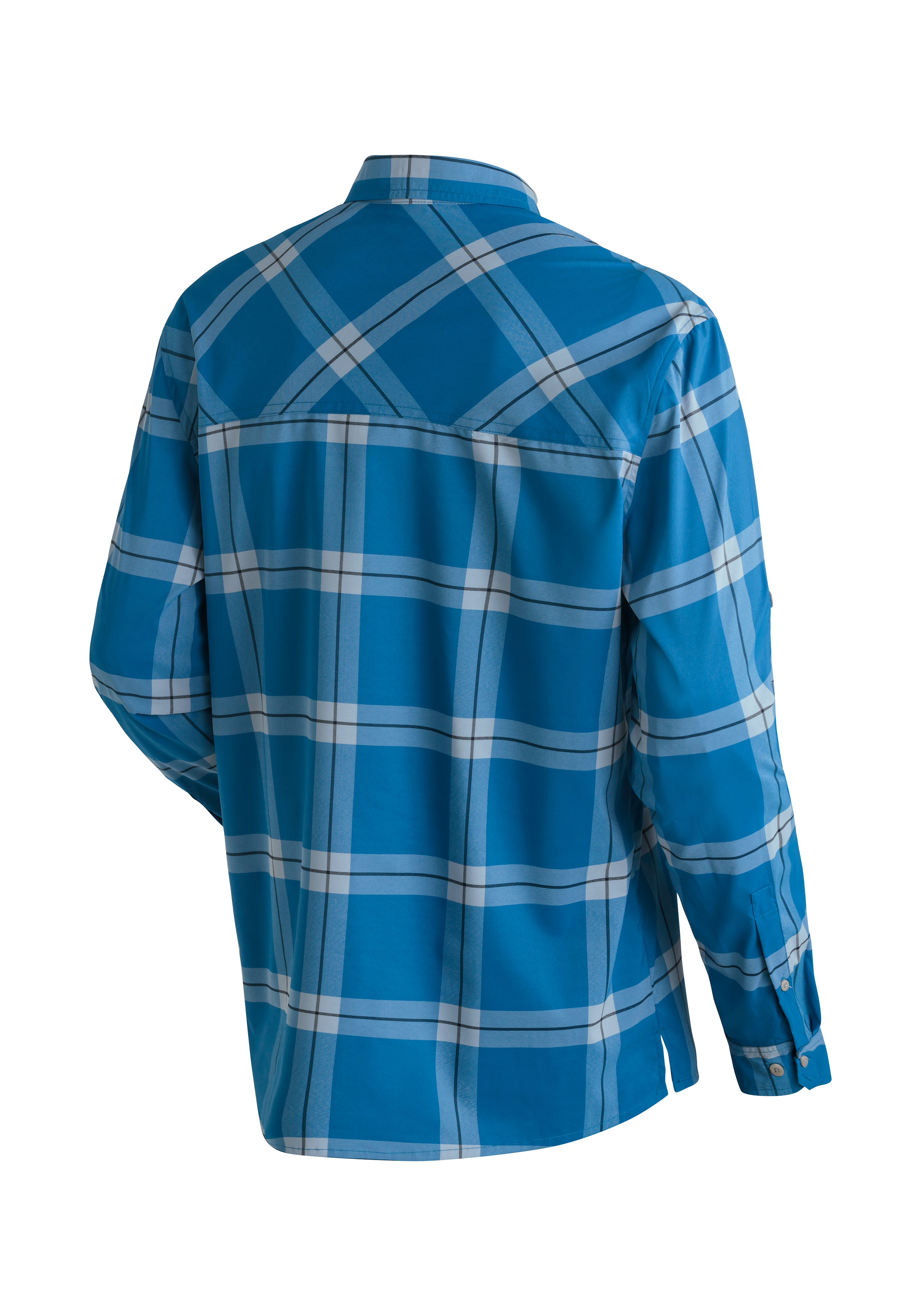 Plädchen, Langarm, abknöpfbare, Hemd, Blau