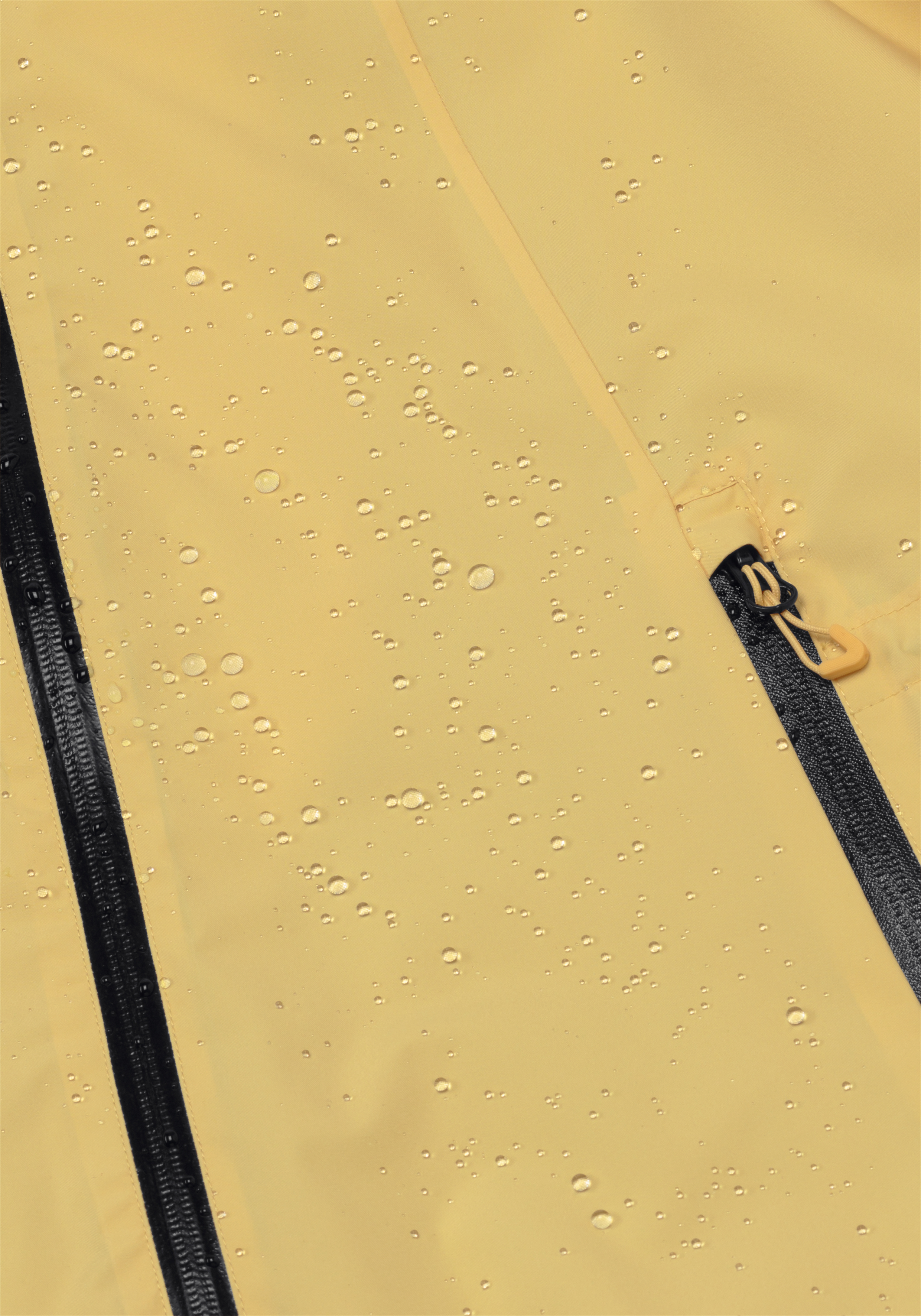 Rain jacket, Waterproof, Zipper, Yellow, Texture droplets