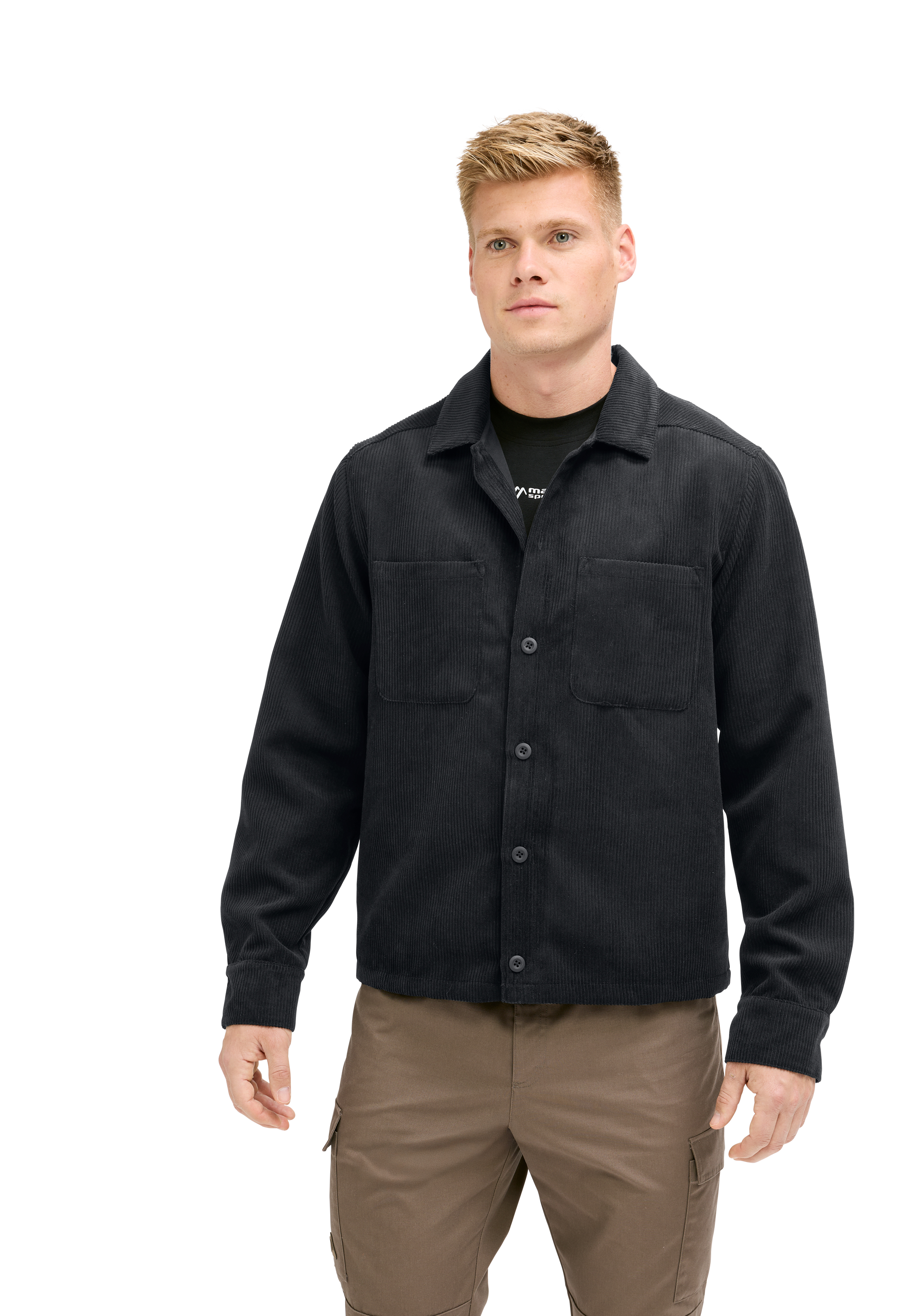 Wellcord M Corduroy, Jacket, Schwarz, Knopfjacke, Taschen