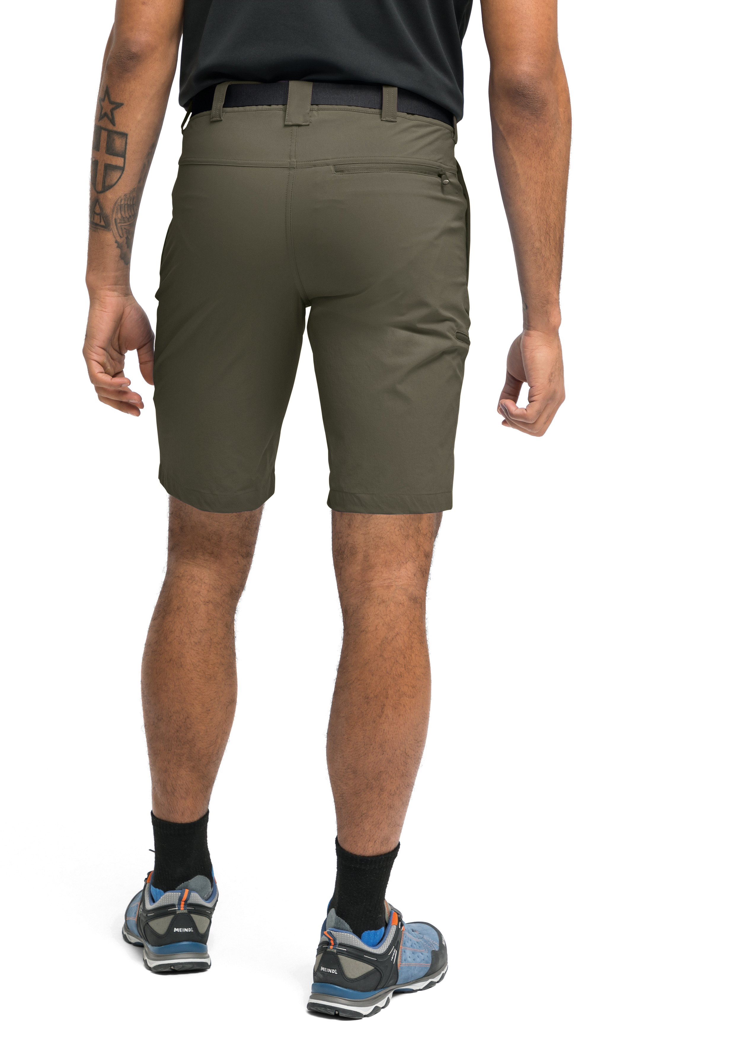 Kurze Hose, Schuh, Erwachsener, Mann, Person, Shorts, Olive, Knee-length, Back pocket, Gürtelhaken