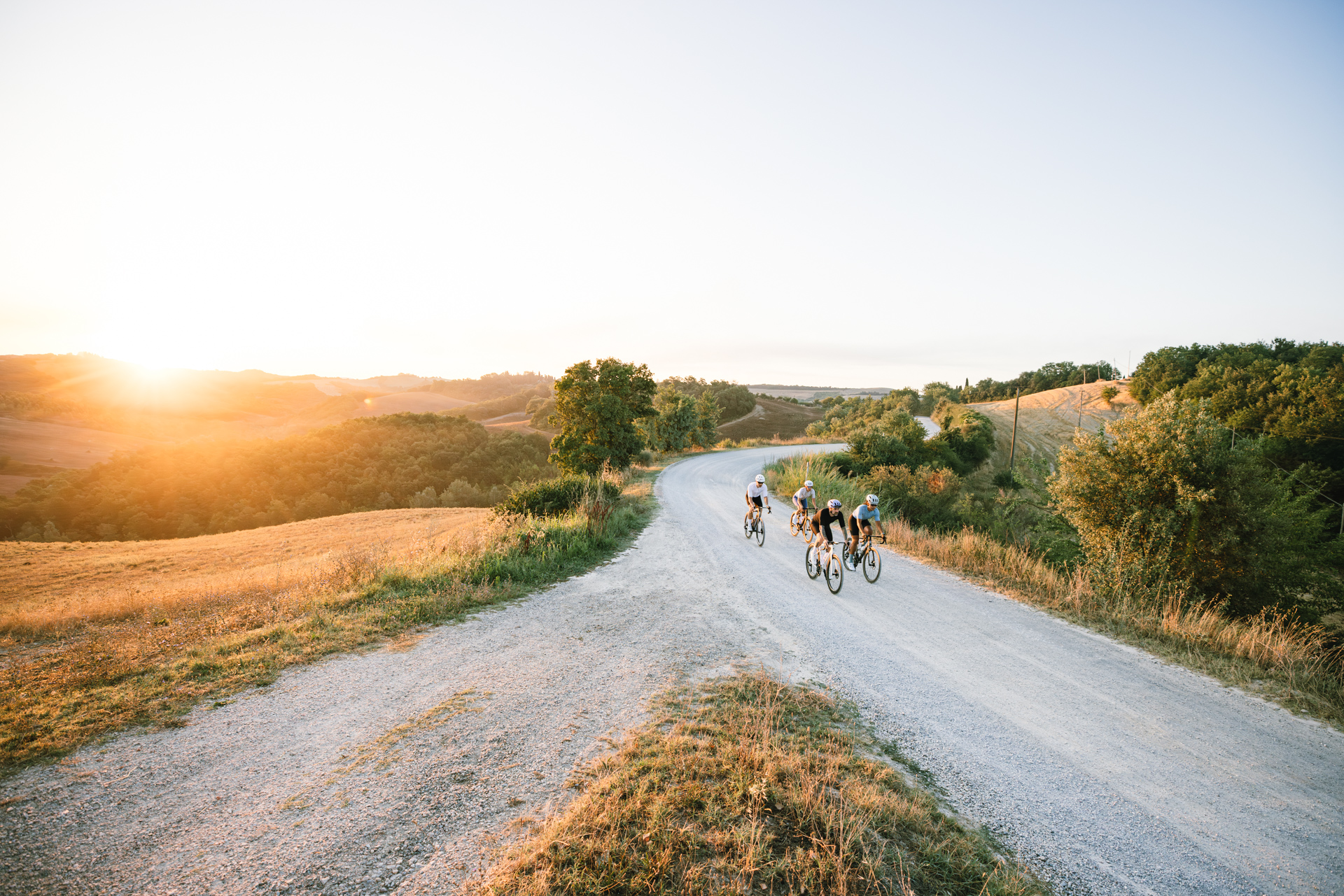 Straße, Fahrräder, Radfahrer, Sonnenuntergang, Outdoor