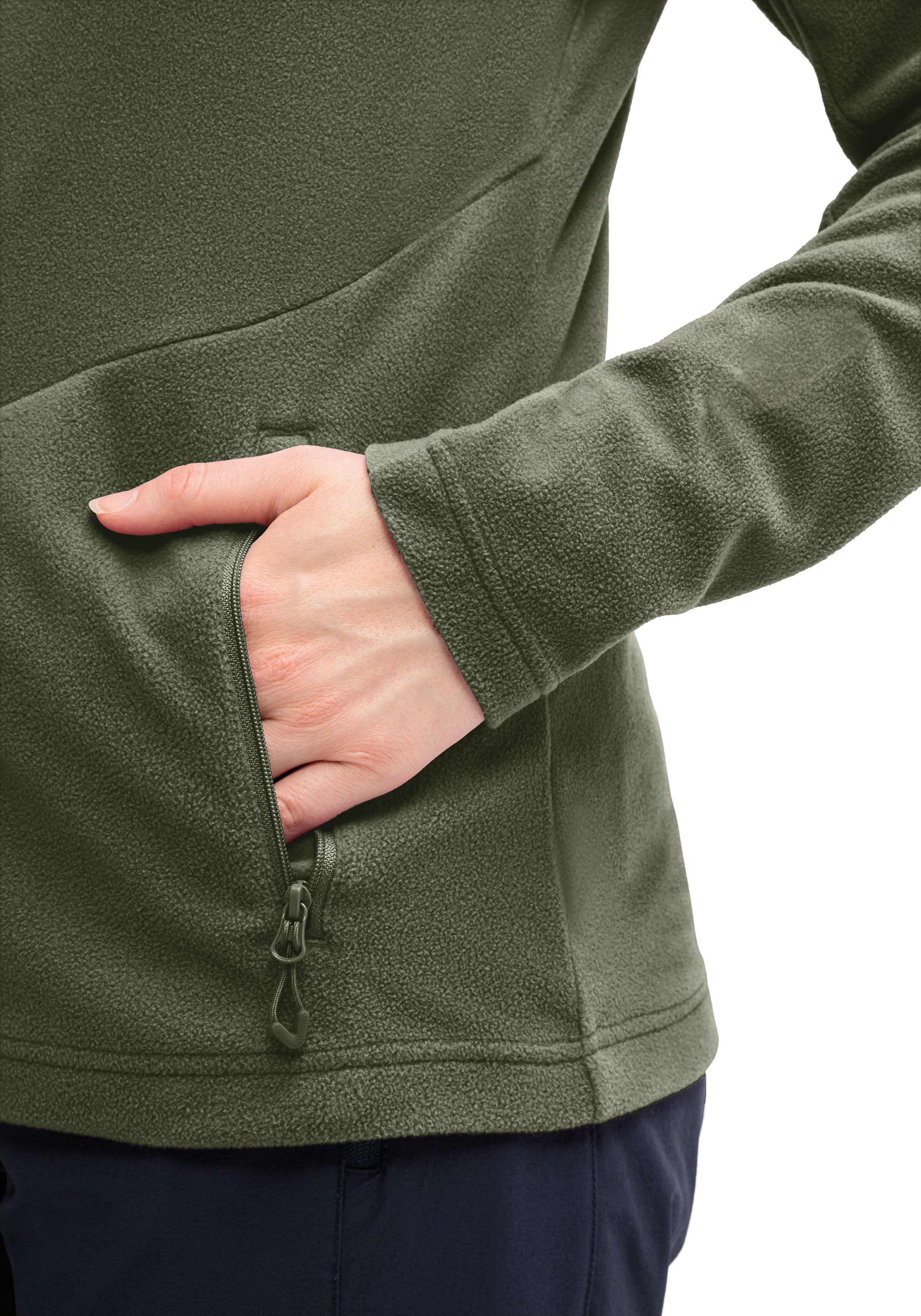 Fleece, Reißverschluss, Taschen, Ärmel, Grün