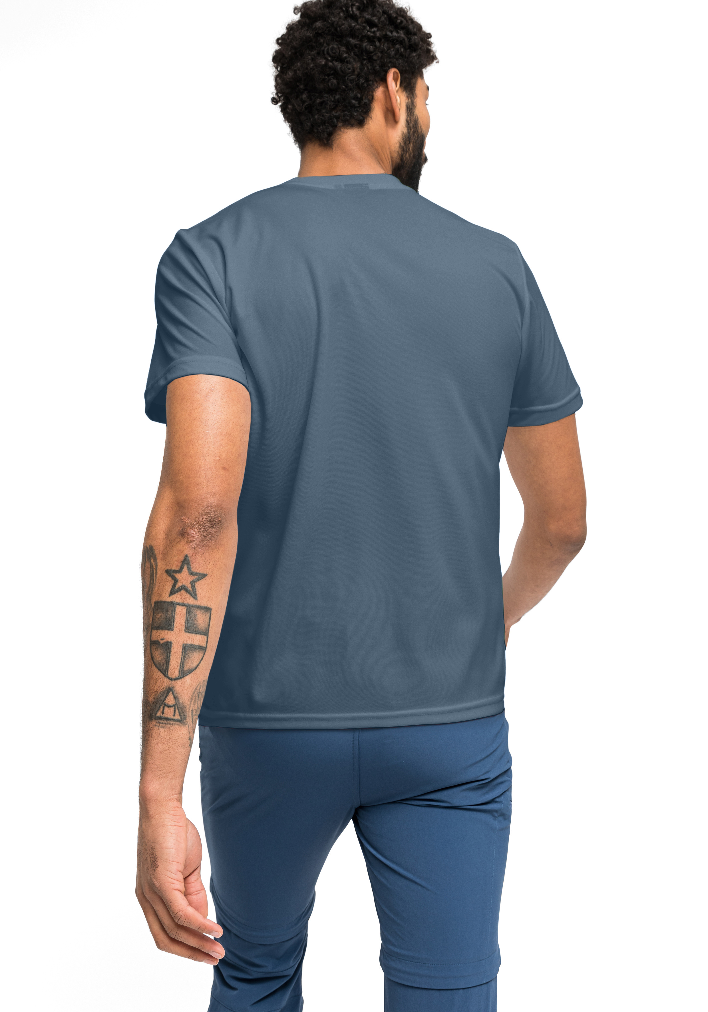 T‑shirt, Kurzarm, Rückenansicht, Oberteil, einfarbig, Tee-Shirt, Kurzarm, Grau-blau, Rückseite, Glatt, T-Shirt, Rückseite, Kurzarm, uni, Herren