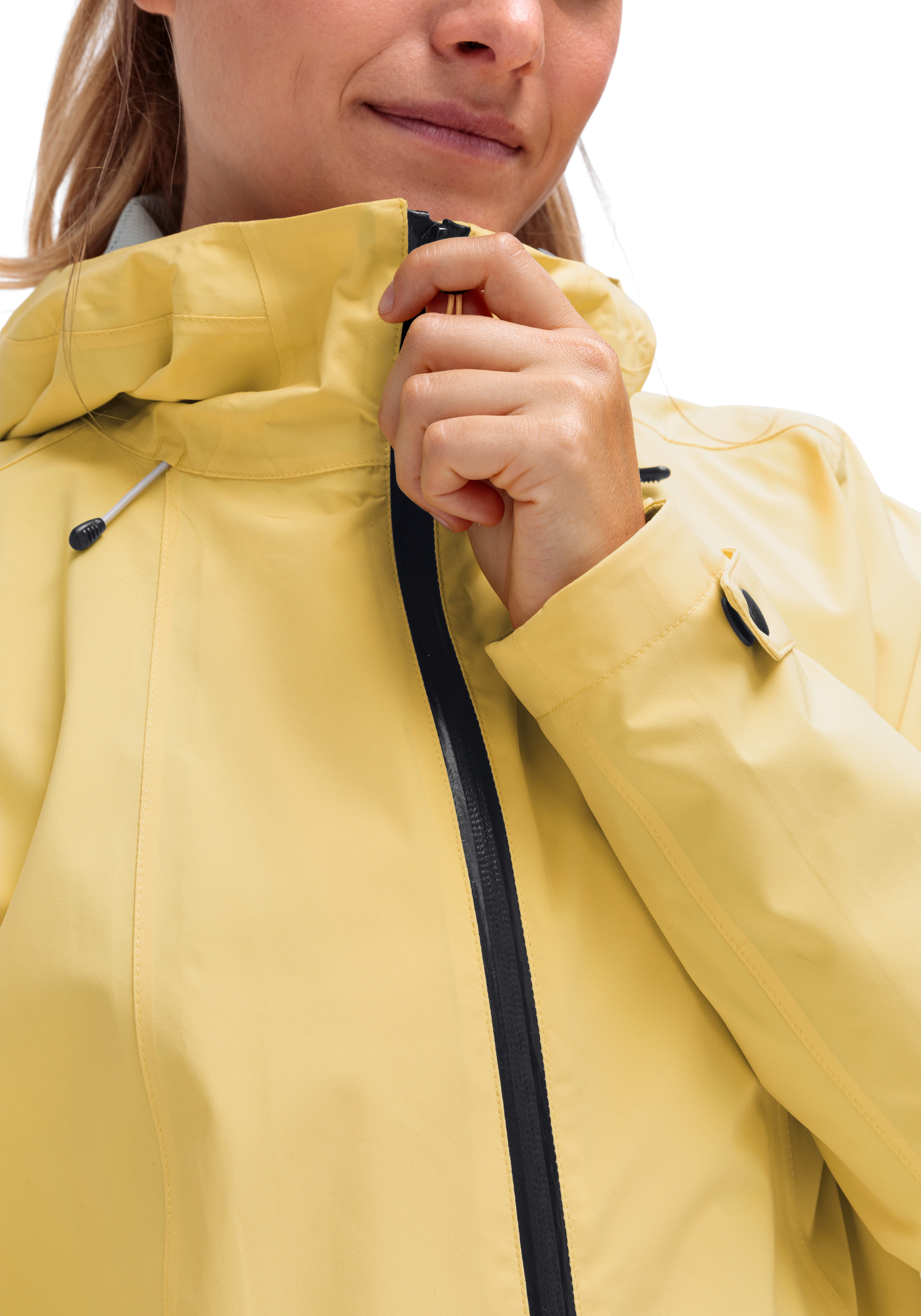 jacke, windbreaker, reissverschluss, gelb, hoher kragen