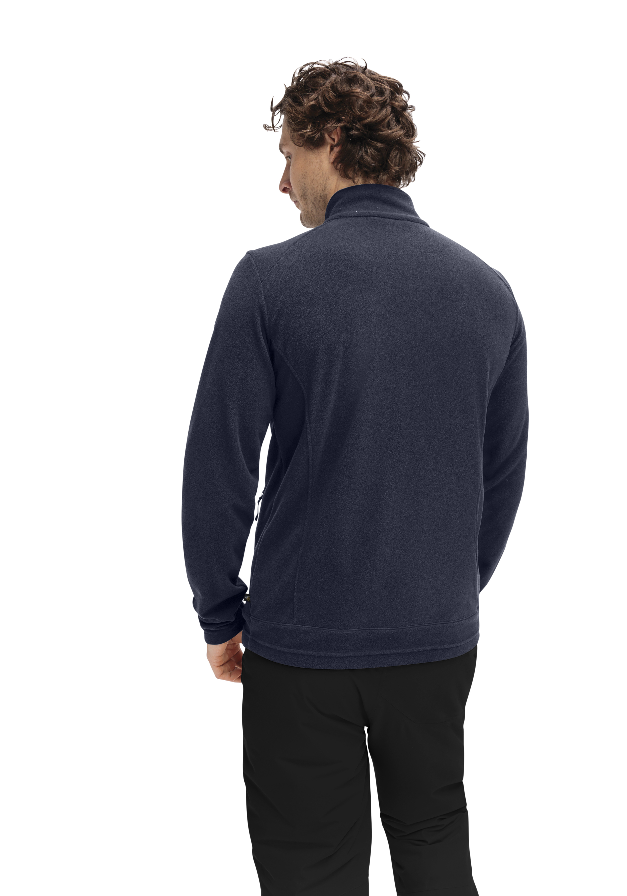 Dennis Jacket M Langarm, Ärmel, Vlies, Mann, Person, Langarm, Ärmel, Vlies, Mann, Person, Langarm, Ärmel, Vlies, Mann, Person, navy fleece, fleece jacket, long sleeve, stand-up collar, back view