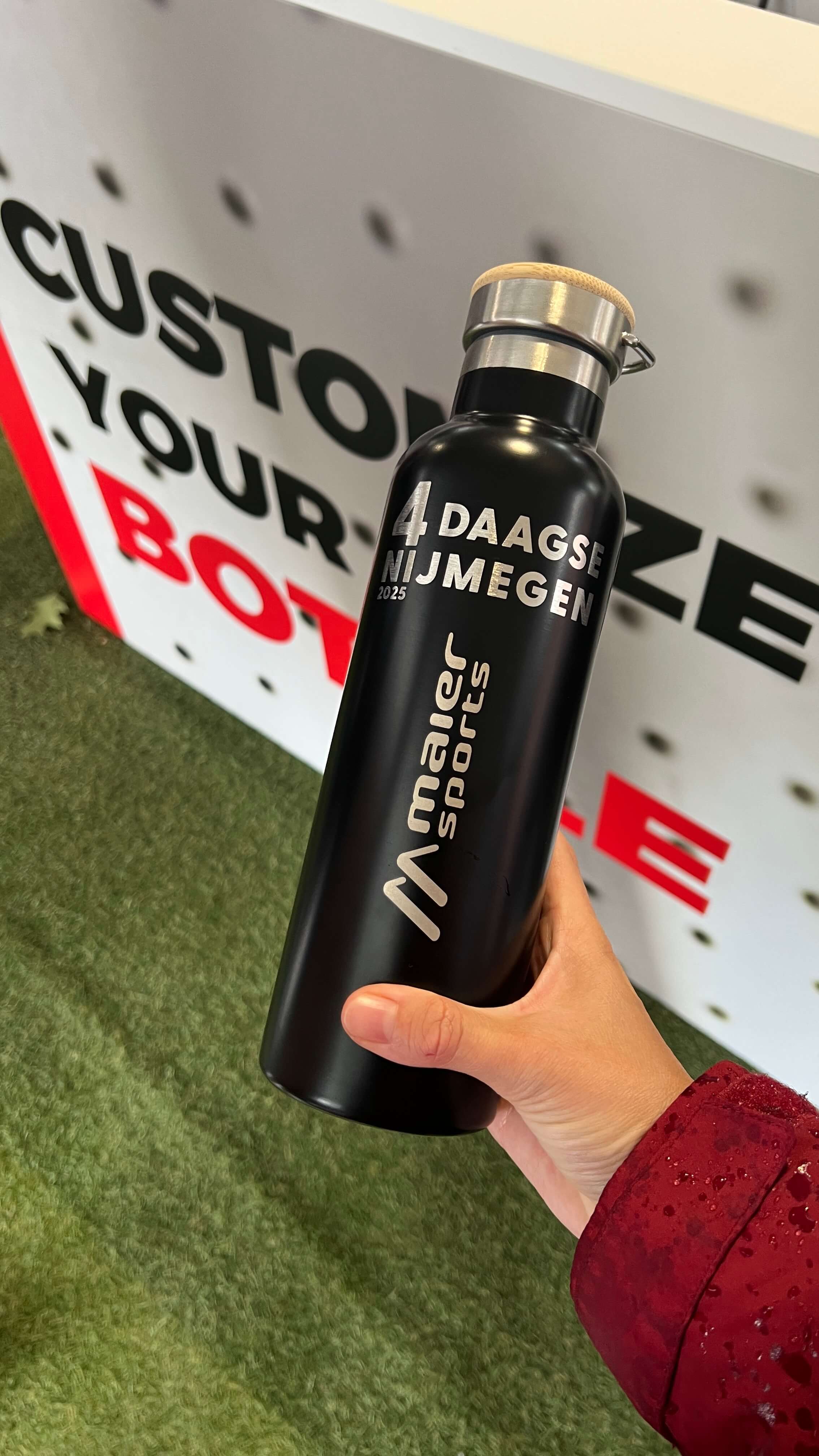 Trinkflasche, Aluminium, Schwarz, Korkdeckel, 4 Tage Amsterdam?