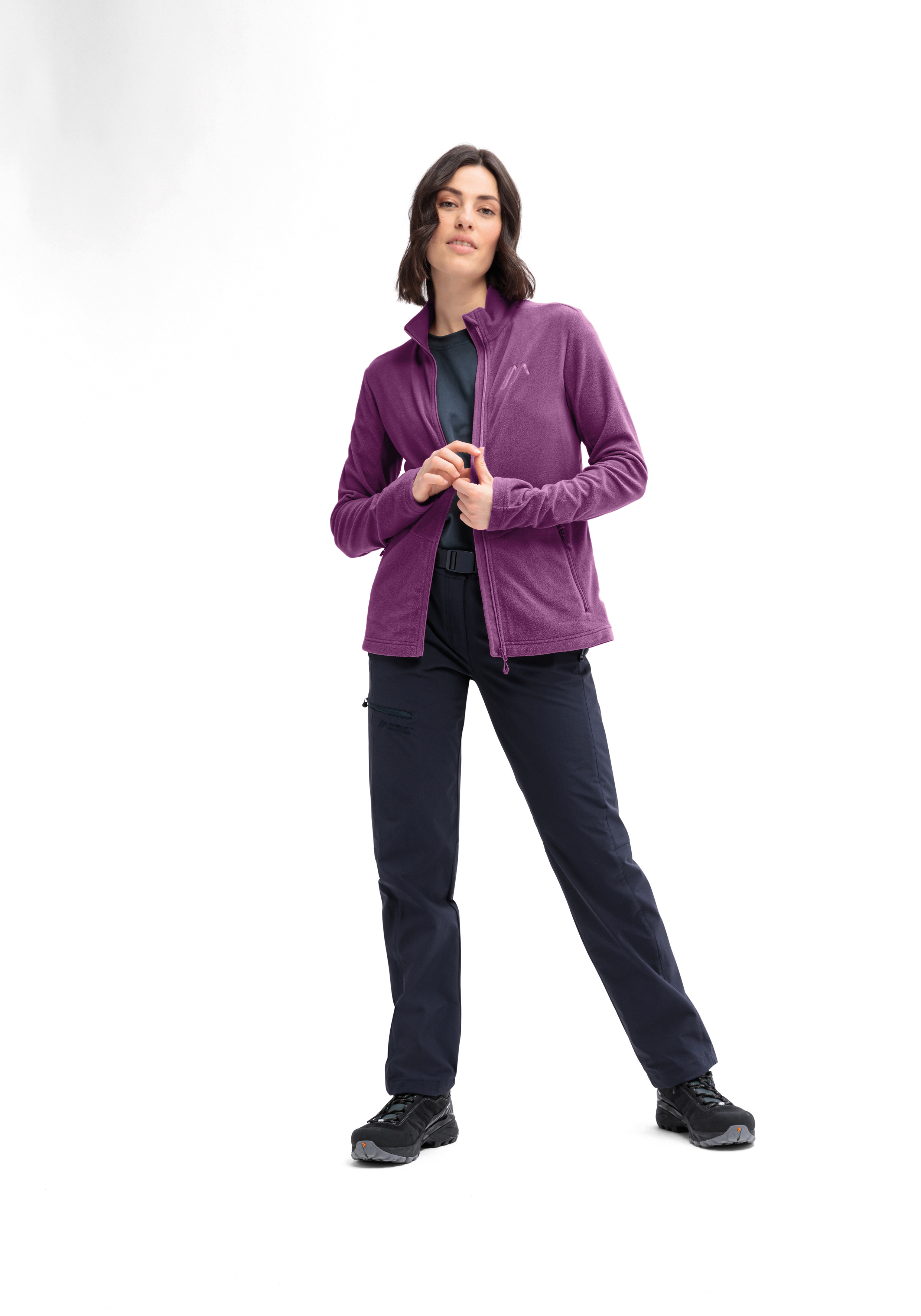 Fleecejacke, Violett, Reissverschluss, Trekkinghose, Sportschuhe