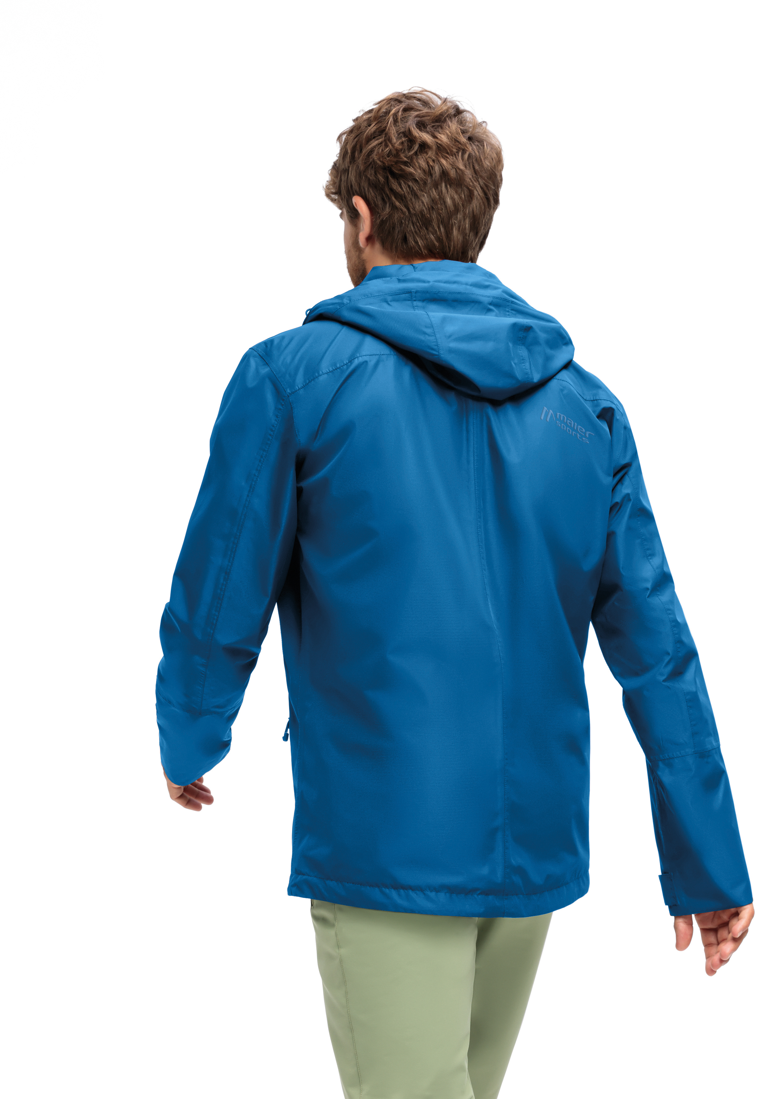 blauer jacke, hooded jacke, windbreaker, softshell, rückseite