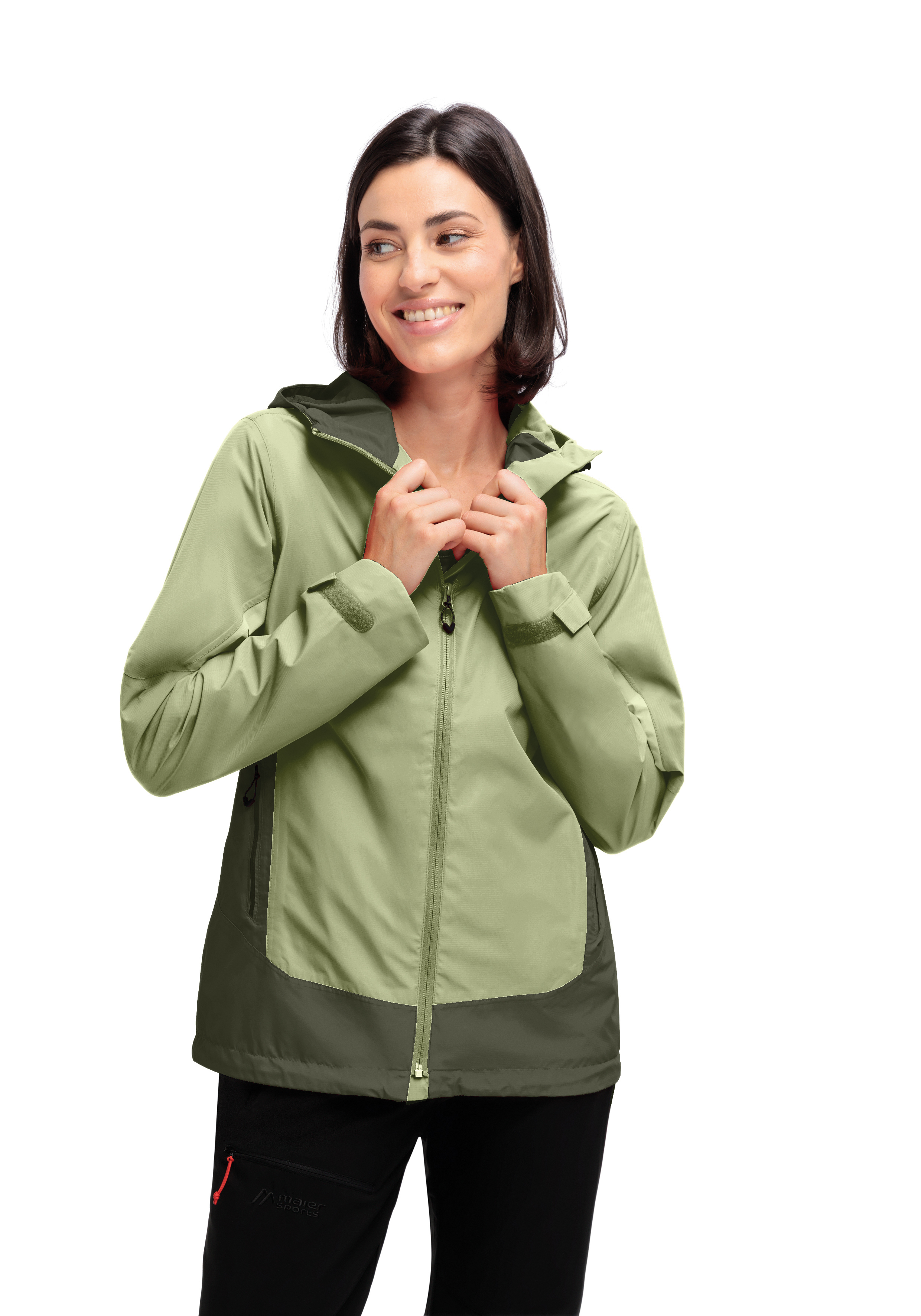 Brocken W Jacke, Windbreaker, Kapuze, Zweifarbig, Grün