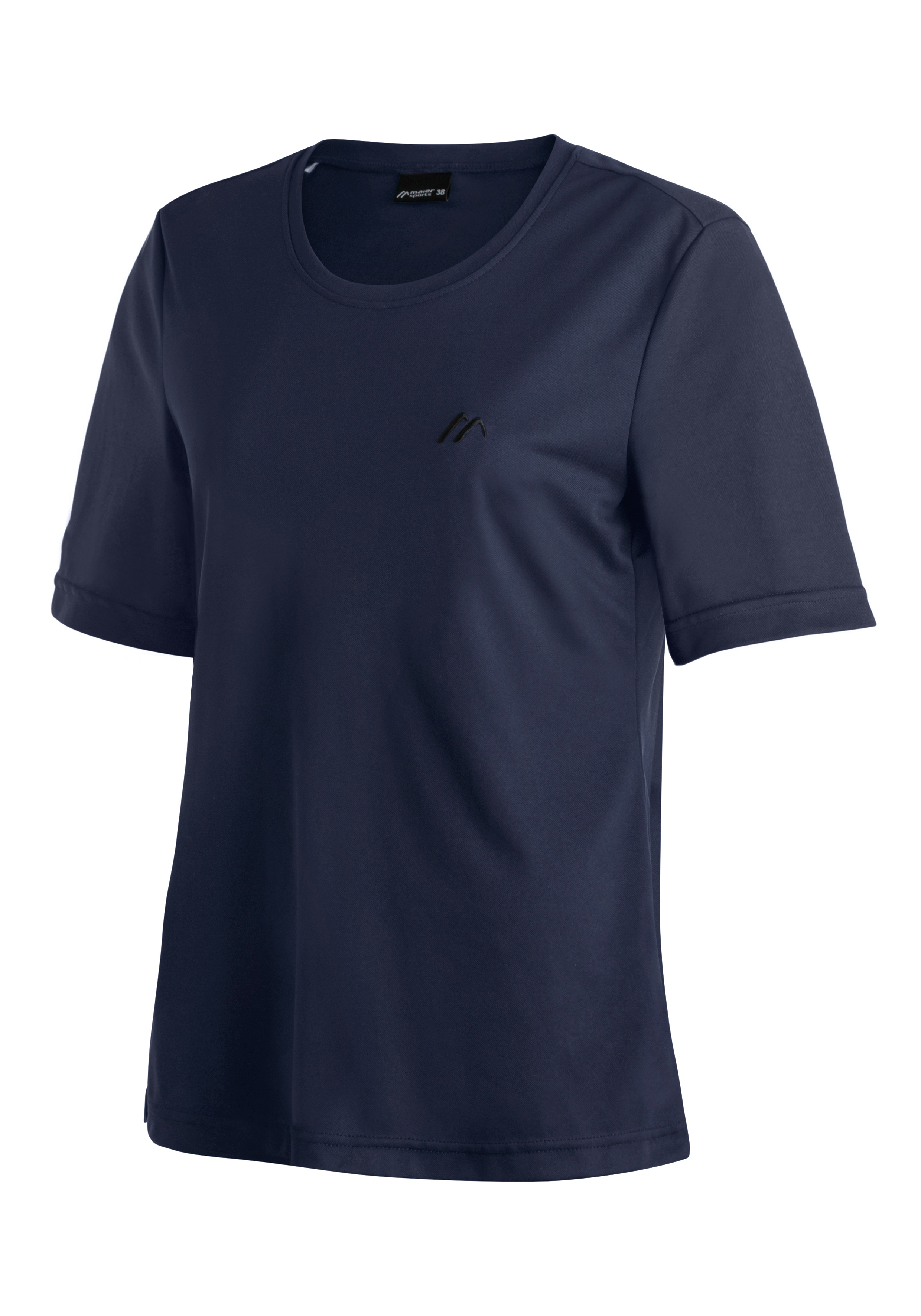 Waltraud H/S T-Shirt, Kurzarm, Navy, Uni-Farbe, Kleines Logo, T-Shirt, Navy, Kurze Ärmel, Rundhals, Logo-Details