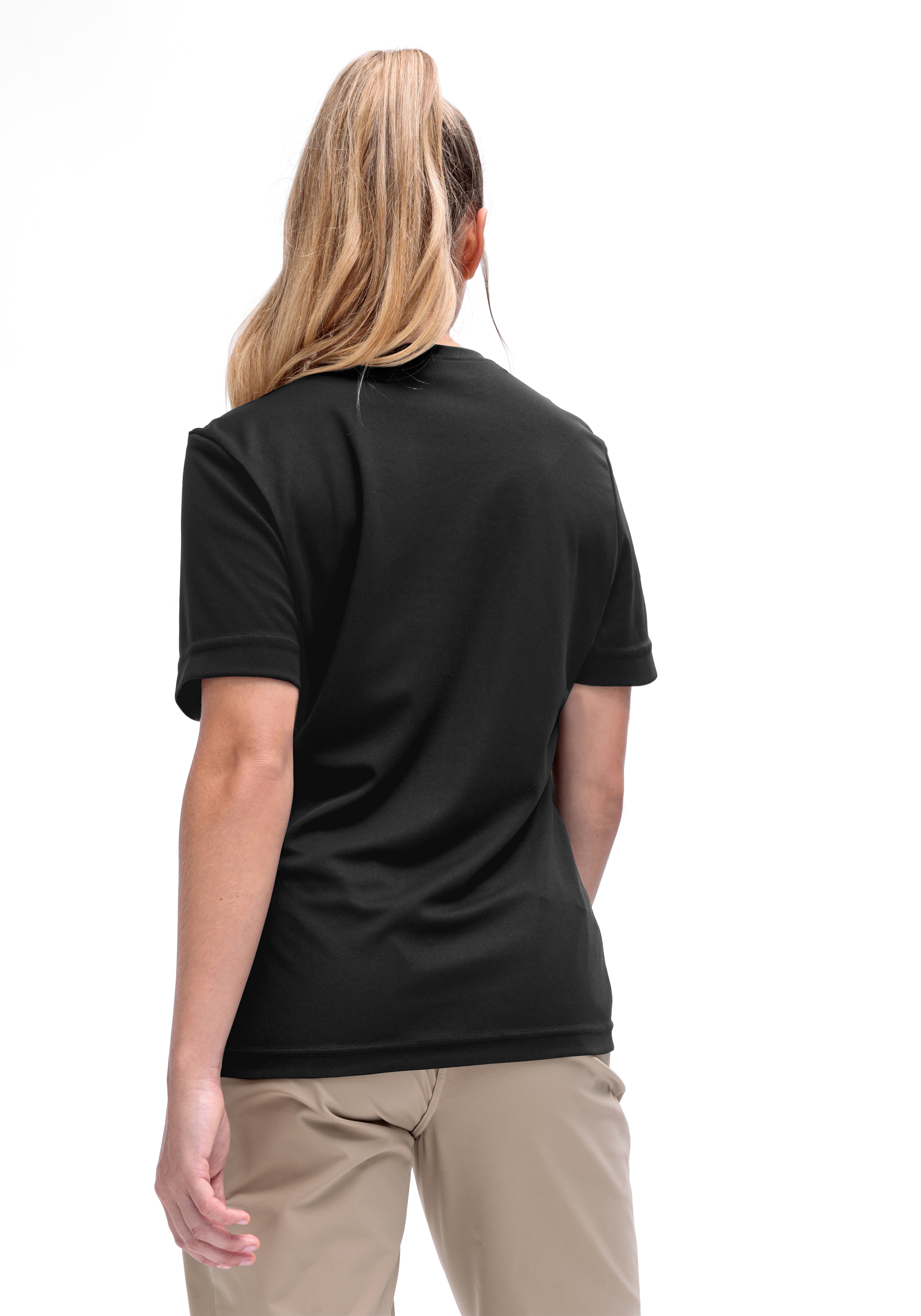 Waltraud H/S Kurzarmshirt, Schwarz, T-Shirt, Rückseite, Jersey, T-Shirt, Kurzarm, Schwarz, Rückenansicht, Kleidung