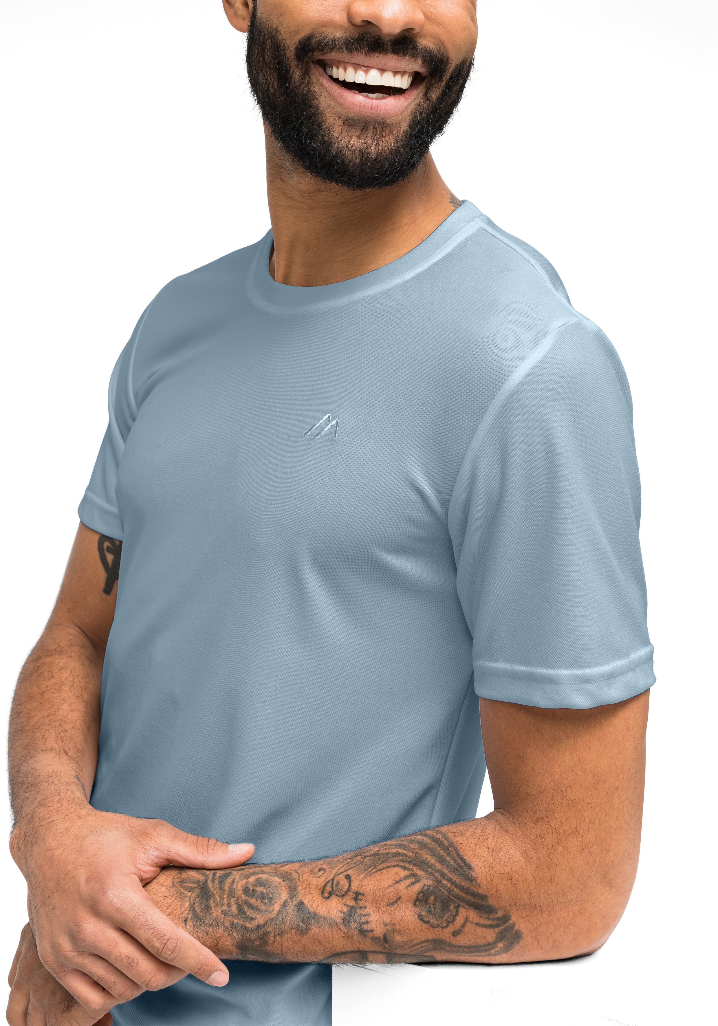 t-shirt, Kragenschnitt?, kurzarm, hellblau, einfarbig