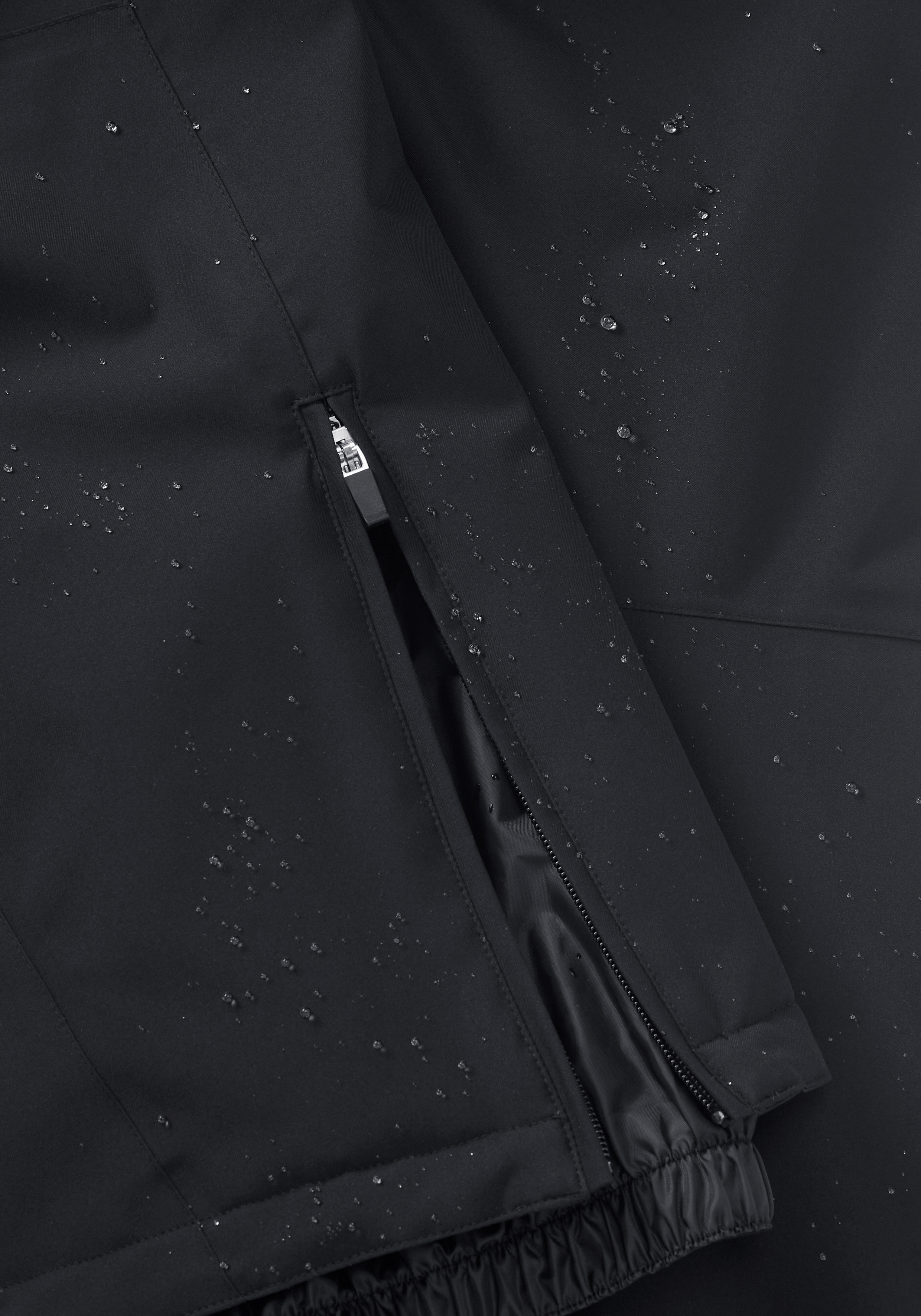 Wasserdicht, Reißverschluss, Jacke, Nylon, Schwarz