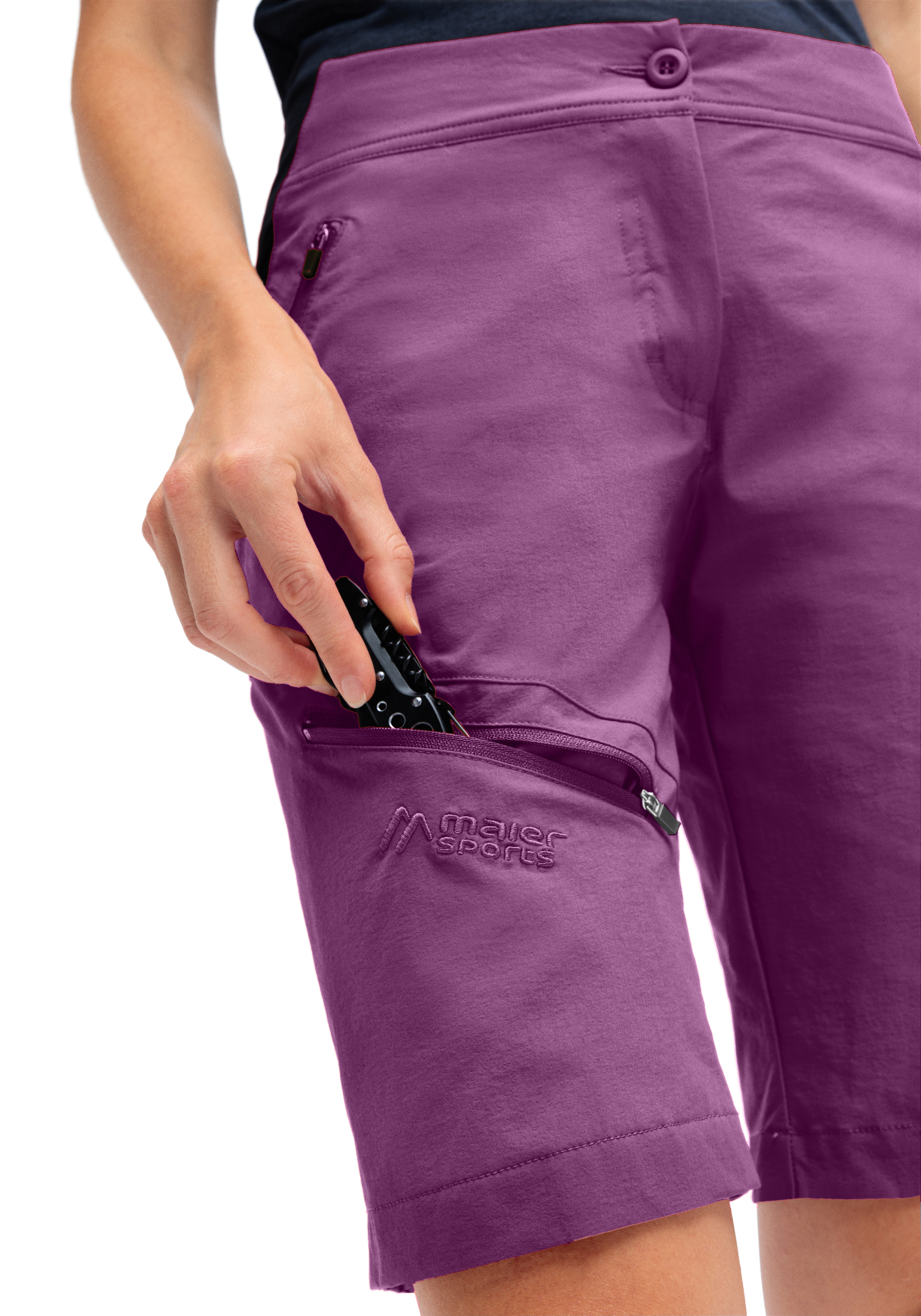 kurze_shorts, hose, Reißverschluss-Tasche, lila, damen