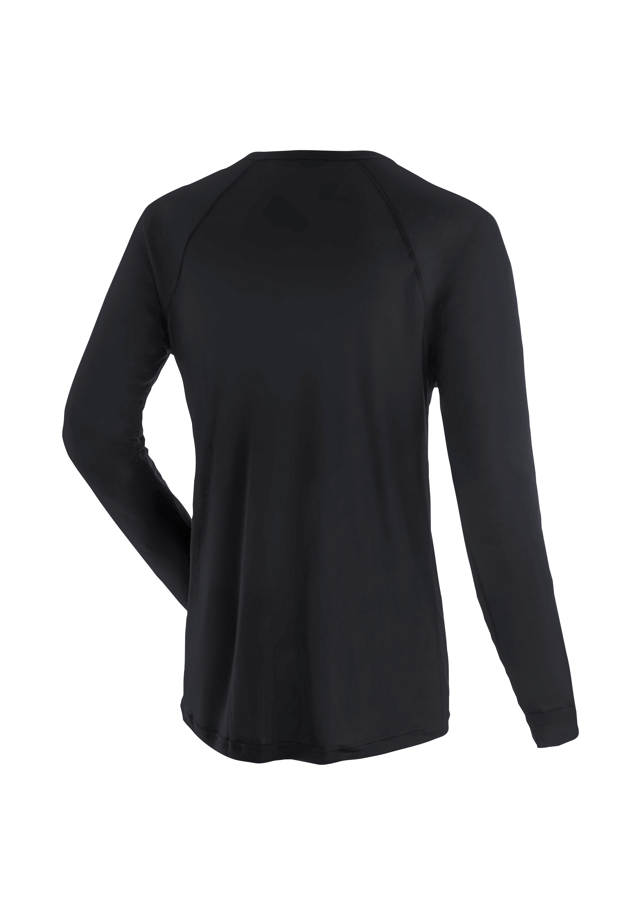 Langarmshirt, Schwarz, Rundhals, Glatter Saum, Einfarbig