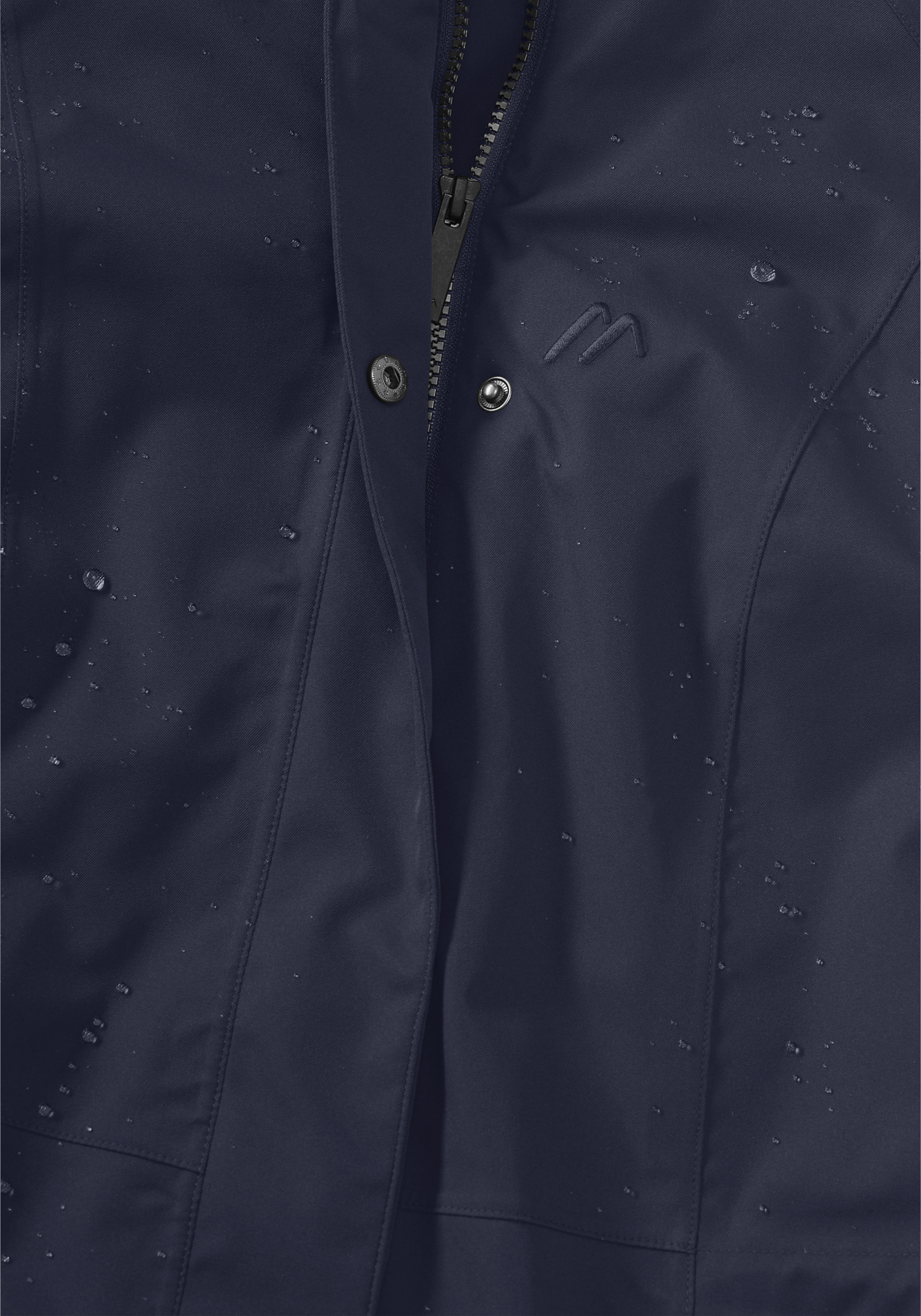 EDESI Regenjacke, Navy, Reißverschluss, Knopfverschluss, Stoff mit Nieten/Schweiter