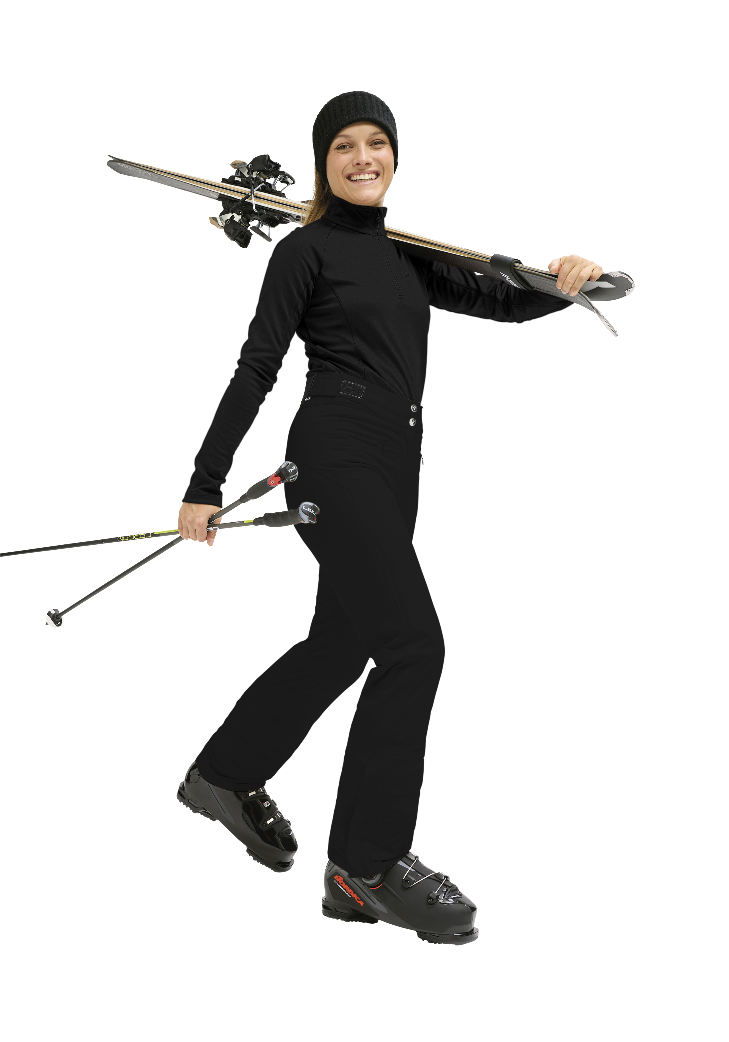 Allissia slim 3.0 Skihose, Skijacke, Skistiefel, Skistöcke, Mütze