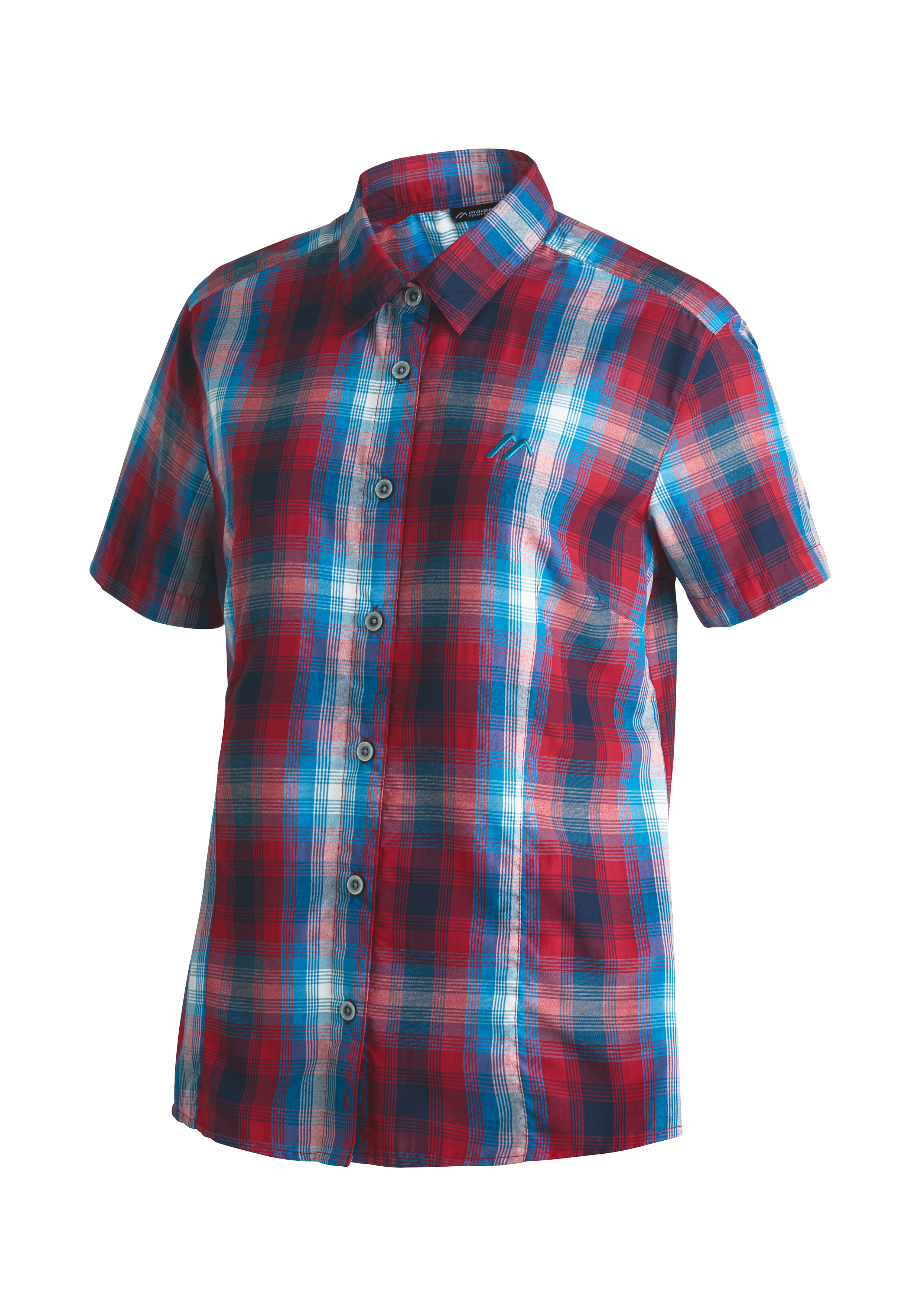 Hemd, Kurzarm, Karo, Rot-Blau, Button-down