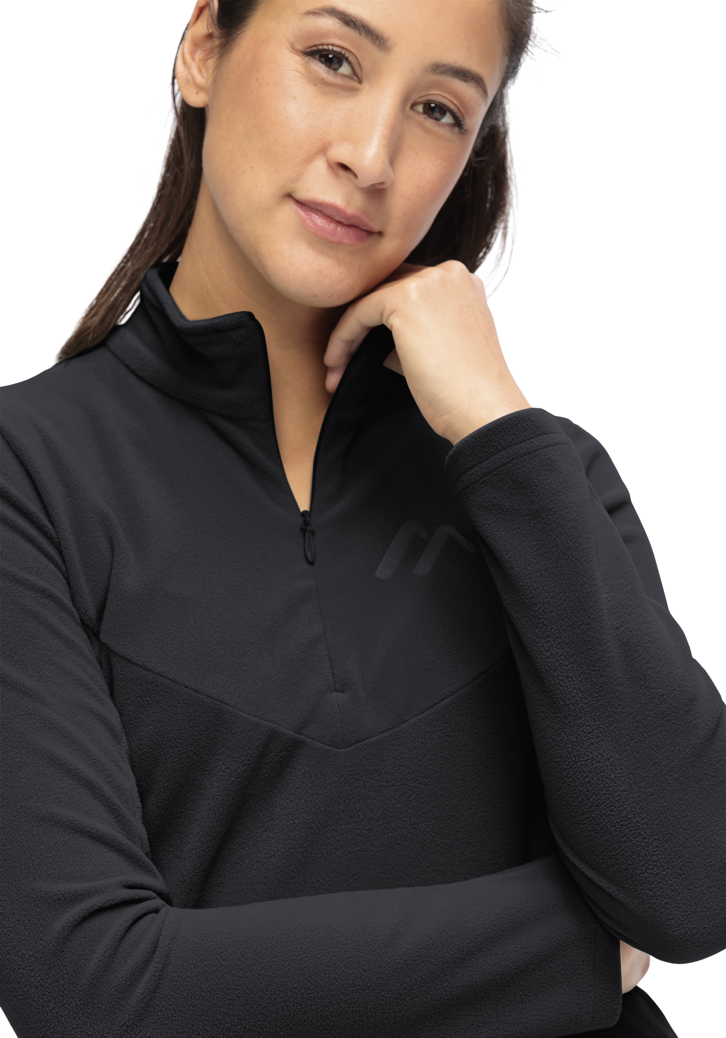 Denise HZ W Langarm, Mantel, Erwachsener, Person, Frau, Langarm, Mantel, Erwachsener, Person, Frau, Langarm, Erwachsener, Weiblich, Person, Frau, Fleece, Halb-Reißverschluss, Pullover, Schwarz, Langarm