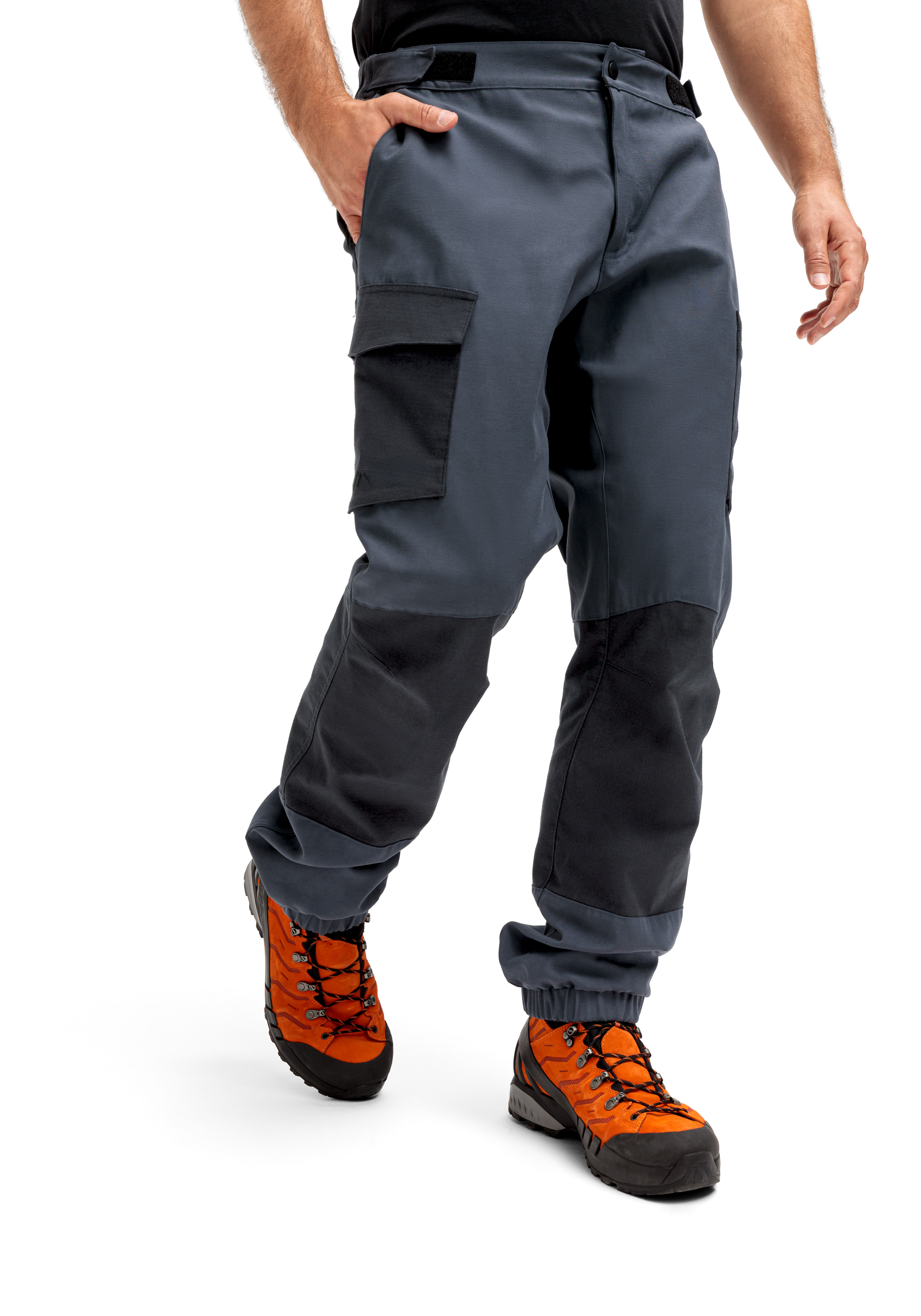 Hose, Cargo-Hose, Kunstfaser, Grau, Gummistiefel?