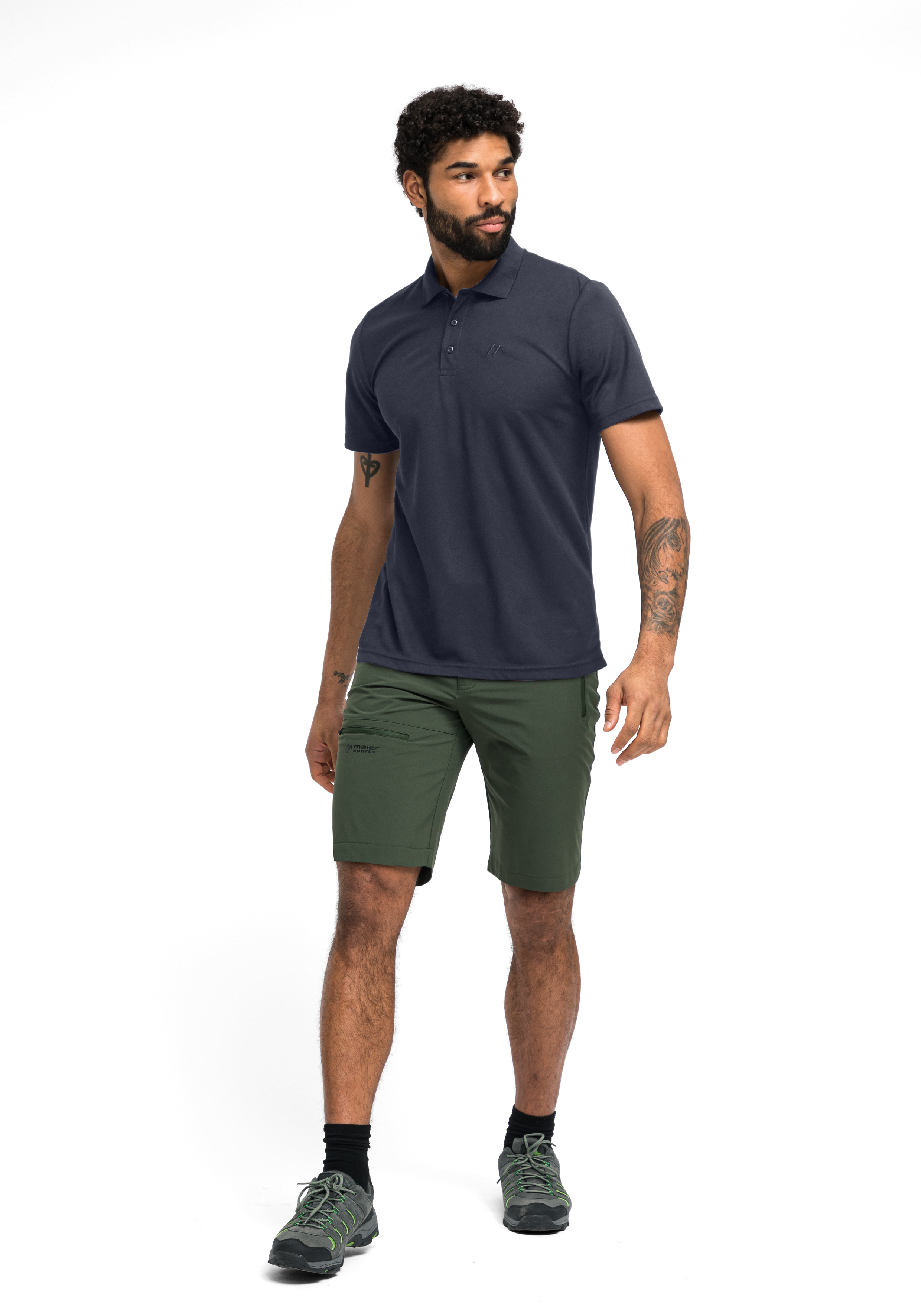  Polo, Navy polo, Short sleeves, Knit polo, Men's apparel, Polohemd, Kurze Hose, Polohemd, Polo, Athleisure-Outfit