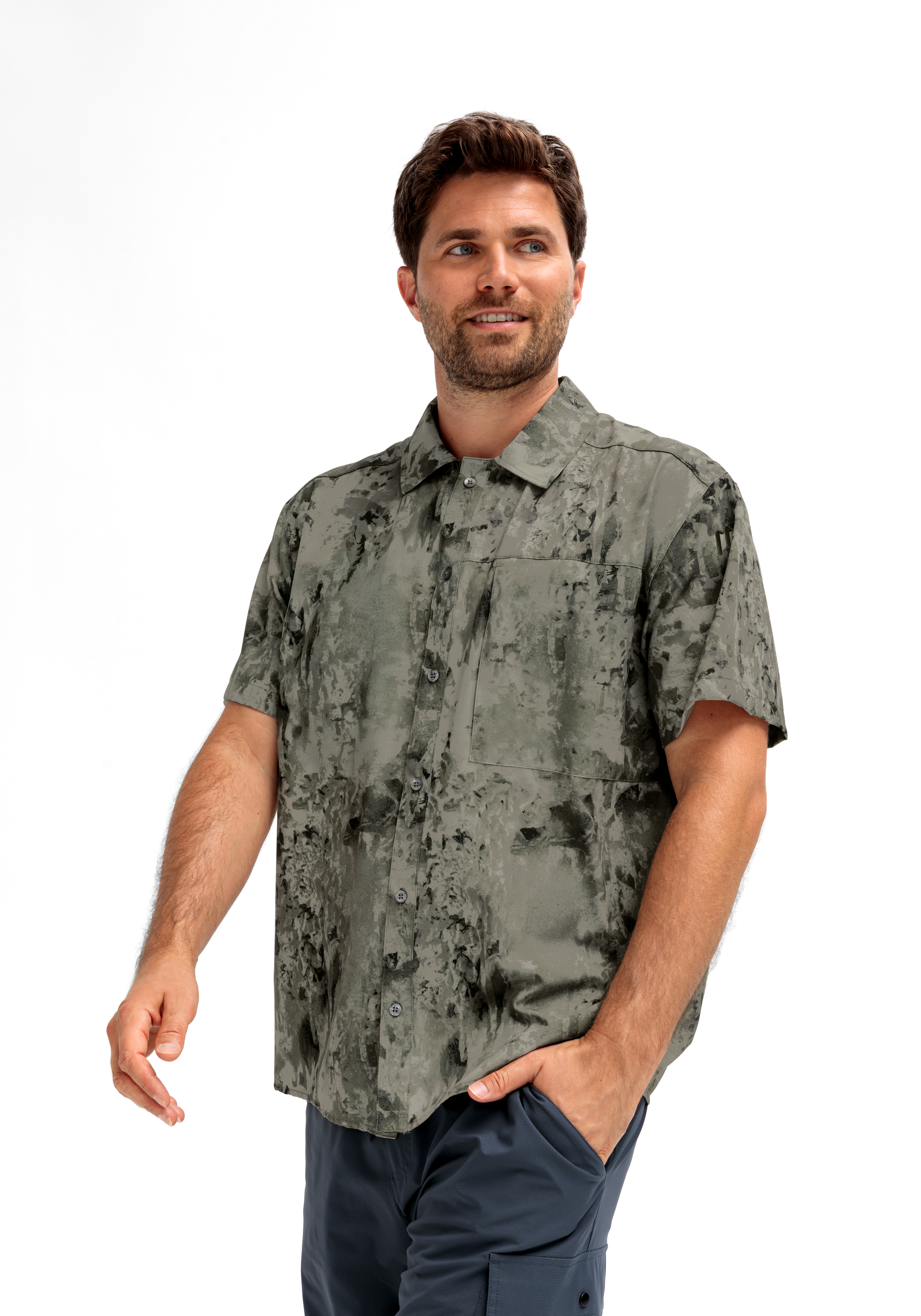 Hemd, Kurzarmhemd, Camouflage, Oberteil, Knopfleiste