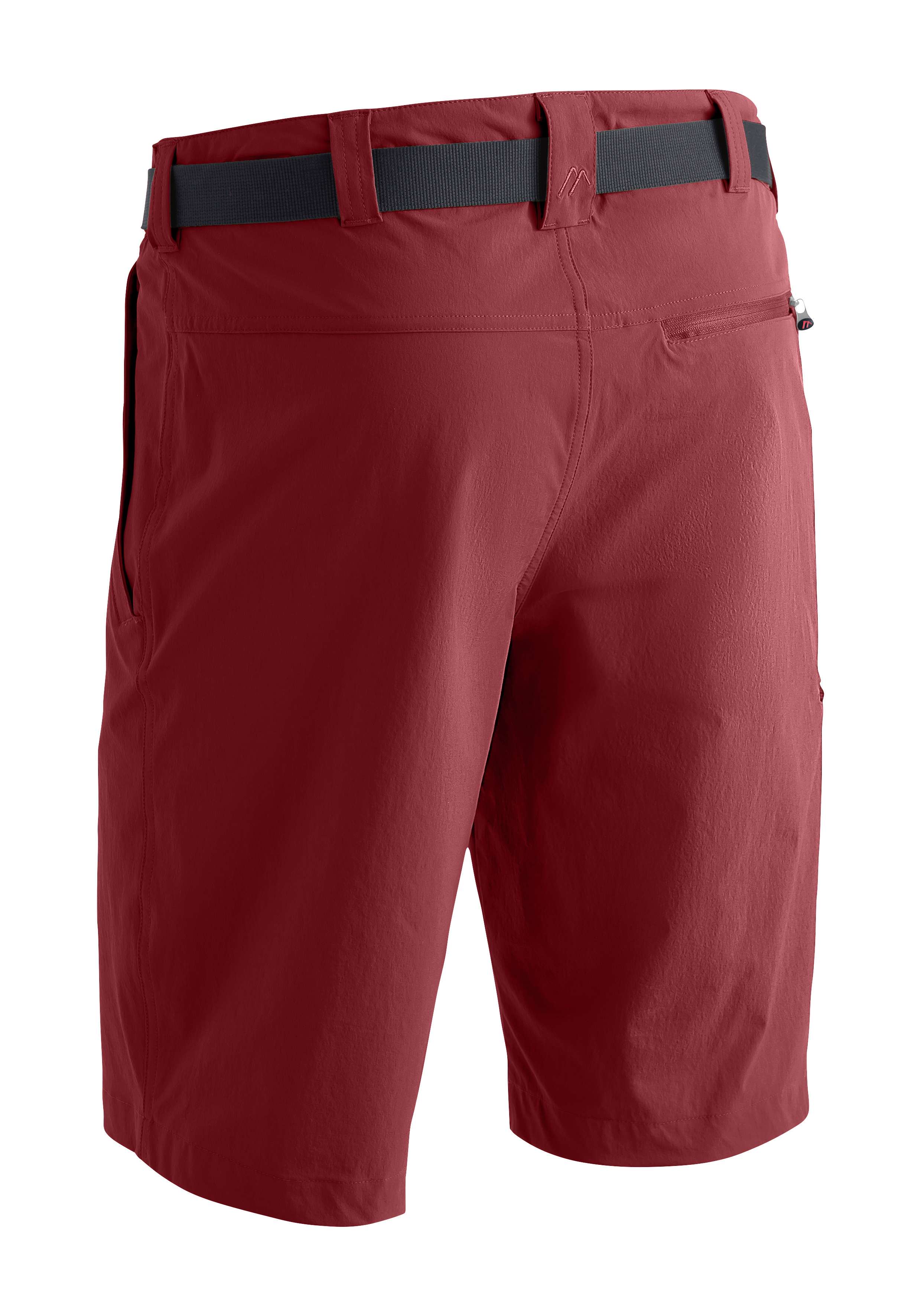 Kurze Hose, Chino-Shorts, Gürtel, Reißverschluss, rot