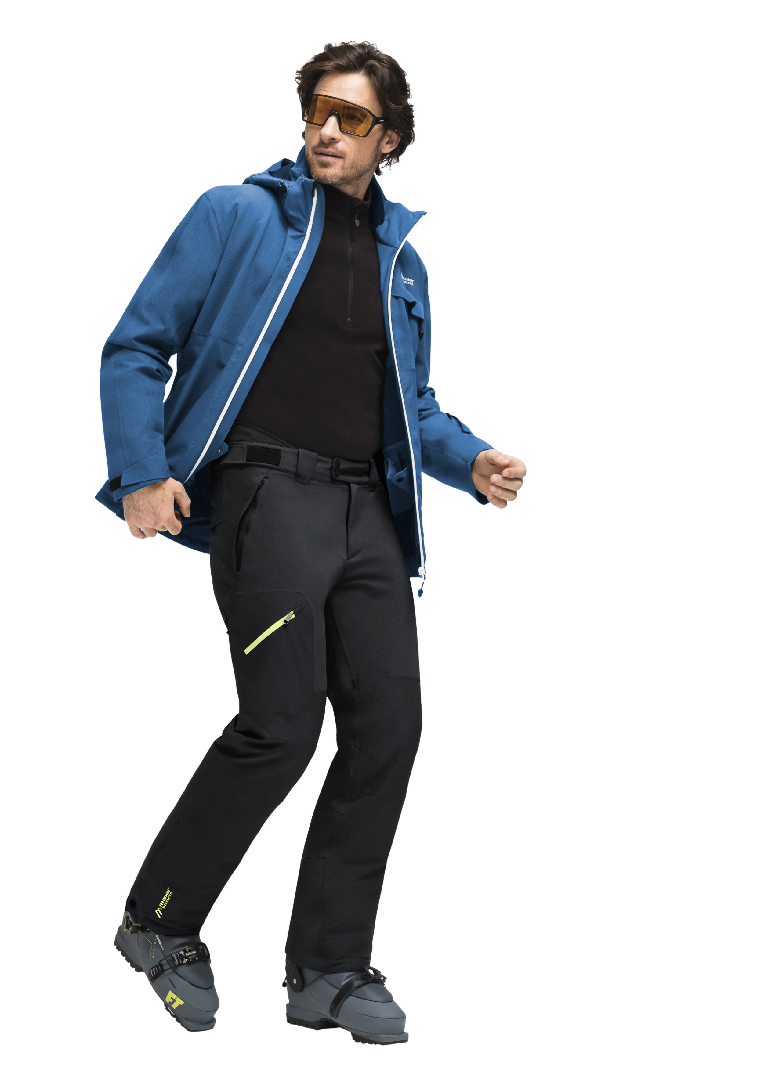 HUBI softshelljacke, blaue jacke, skihose, wandernhose, sonnenbrille