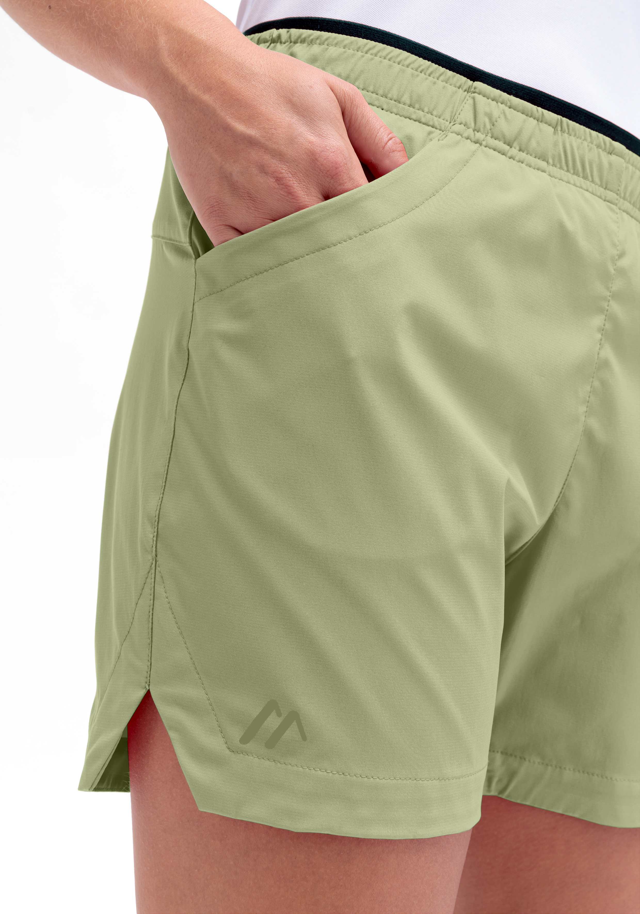 shorts, Sportshorts, Limette Grün, elastischer Bund, Seitenschlitz