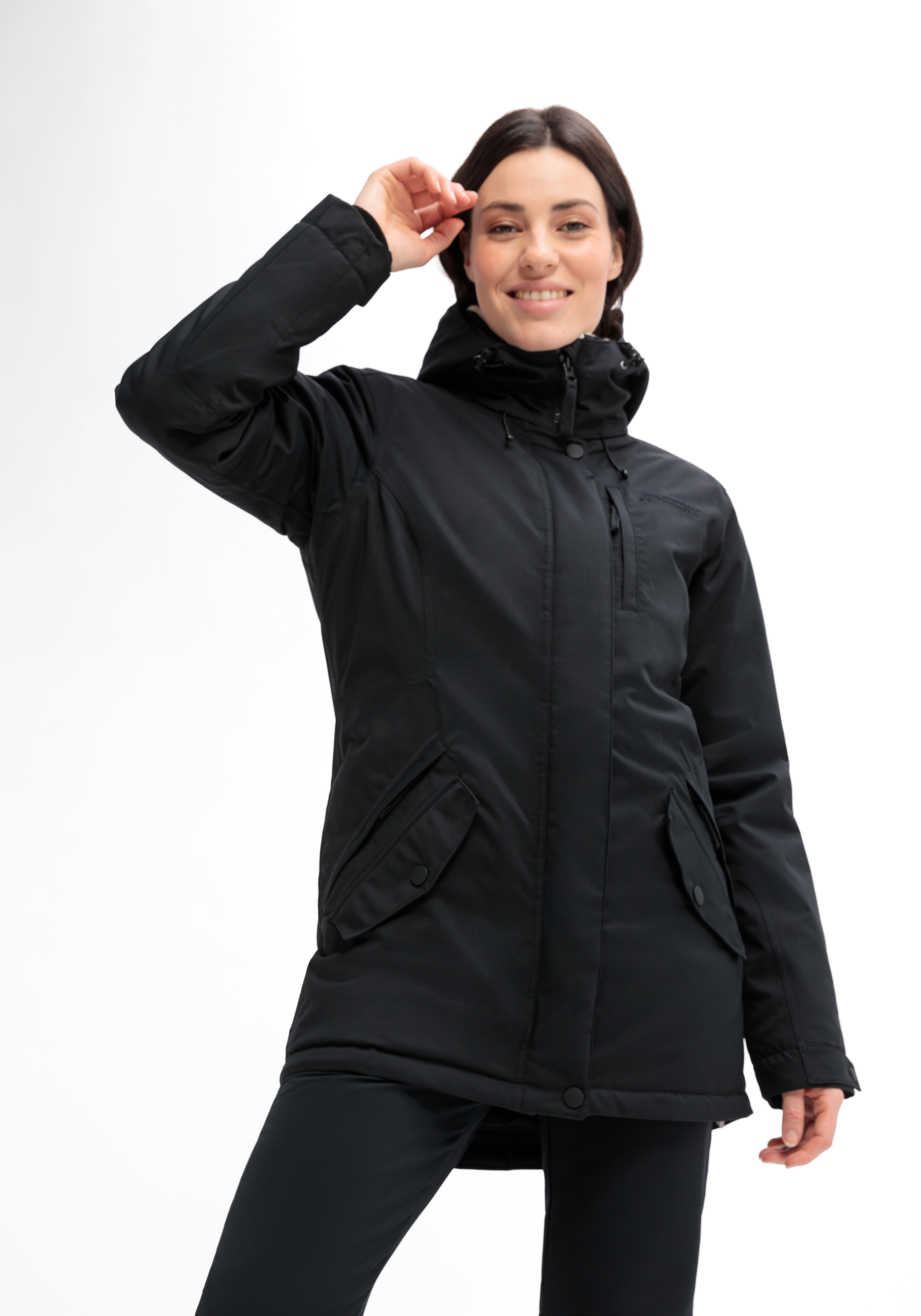 KATRINE Bekleidung, Mantel, Jacke, Winterjacke, Schwarz, Parkajacke, Kapuzenjacke, Seitentaschen