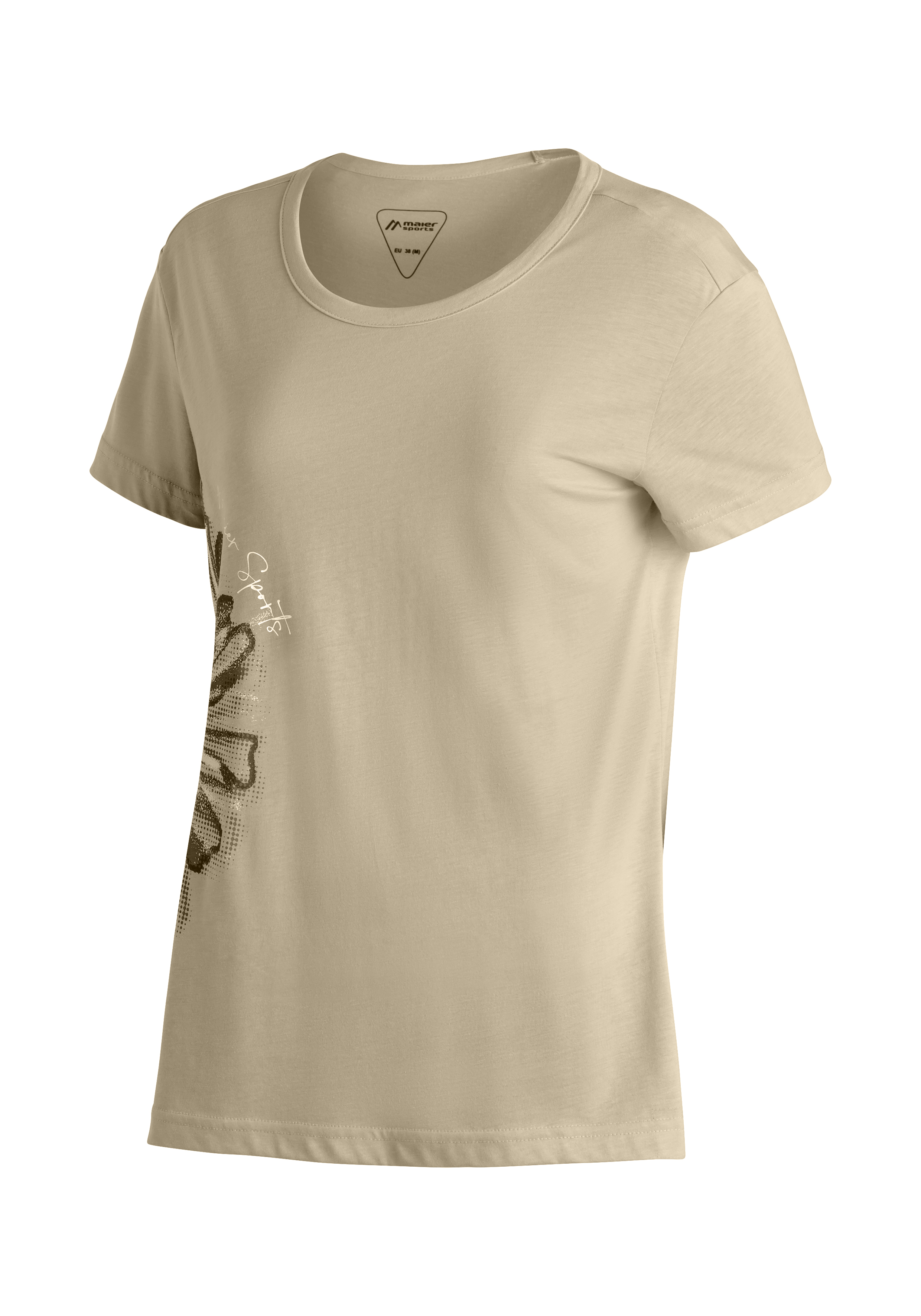 Jordine T-Shirt, Beige, Kurzarm, Rundhals, Print-Design