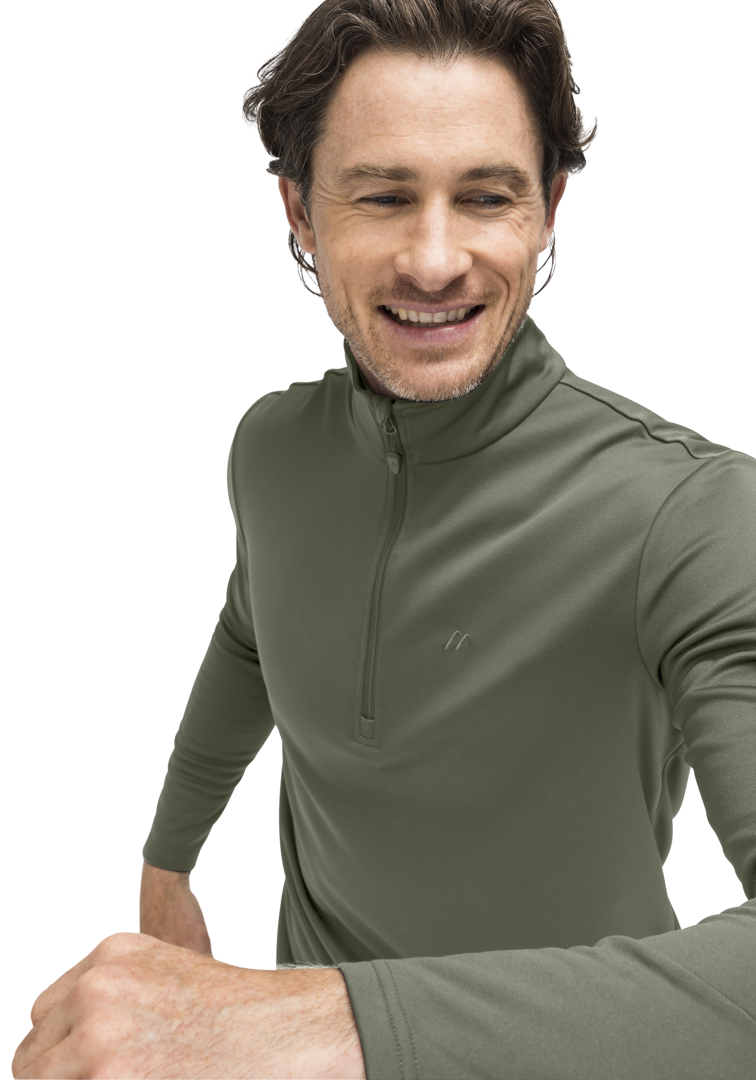 Felix Henley-Nacken, Langarm, Olivgrün, Fleece-/Weichjacke, Reißverschluss