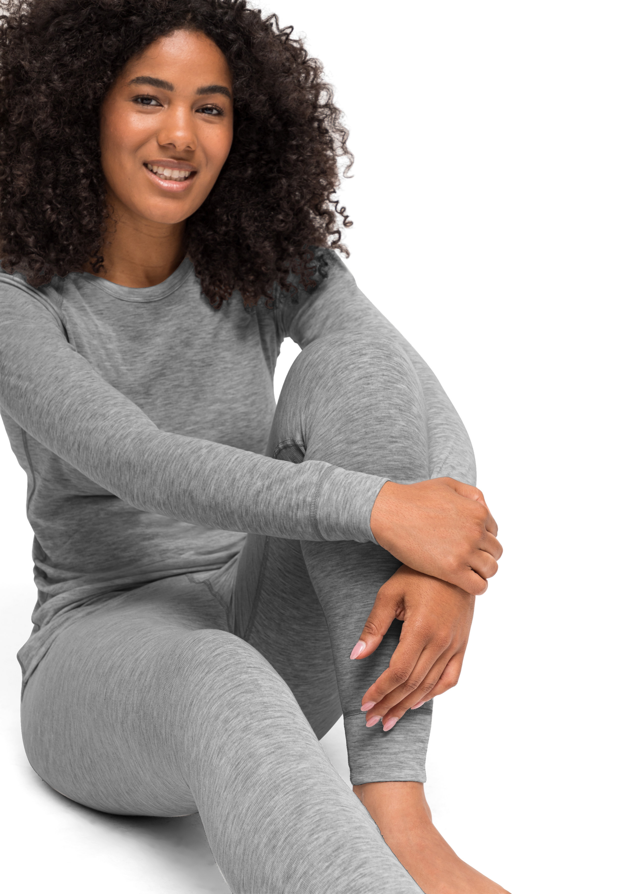 Lena Langarmshirt, Sporttop, Loungewear, Graues Outfit, Kleidung aus Baumwolle