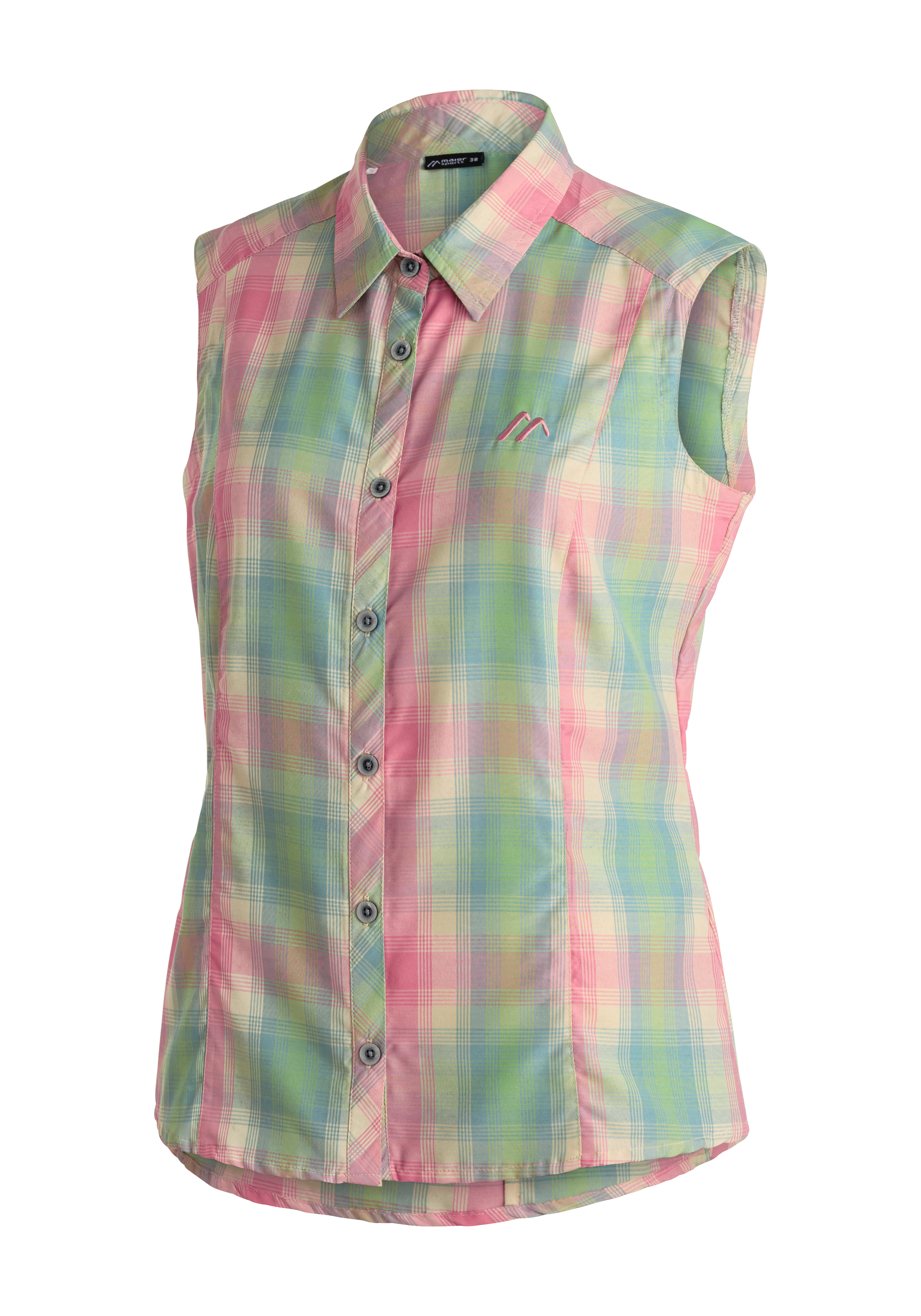 Paloma Plastikarm, Weste, Pastellfarben, Kristallblau, Karo-Muster